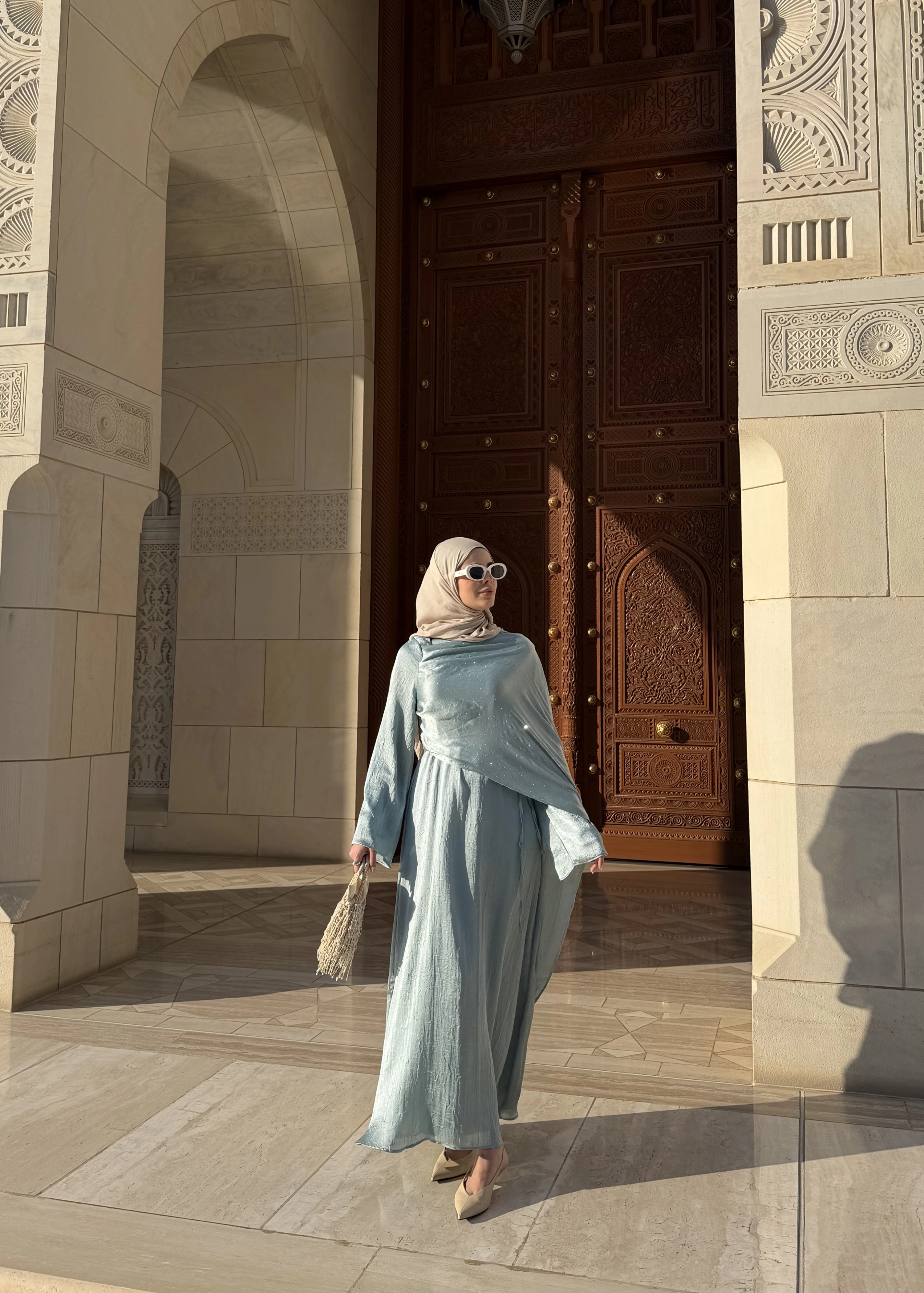 QABOOS ŞAL YAKA ELBİSE MİNT