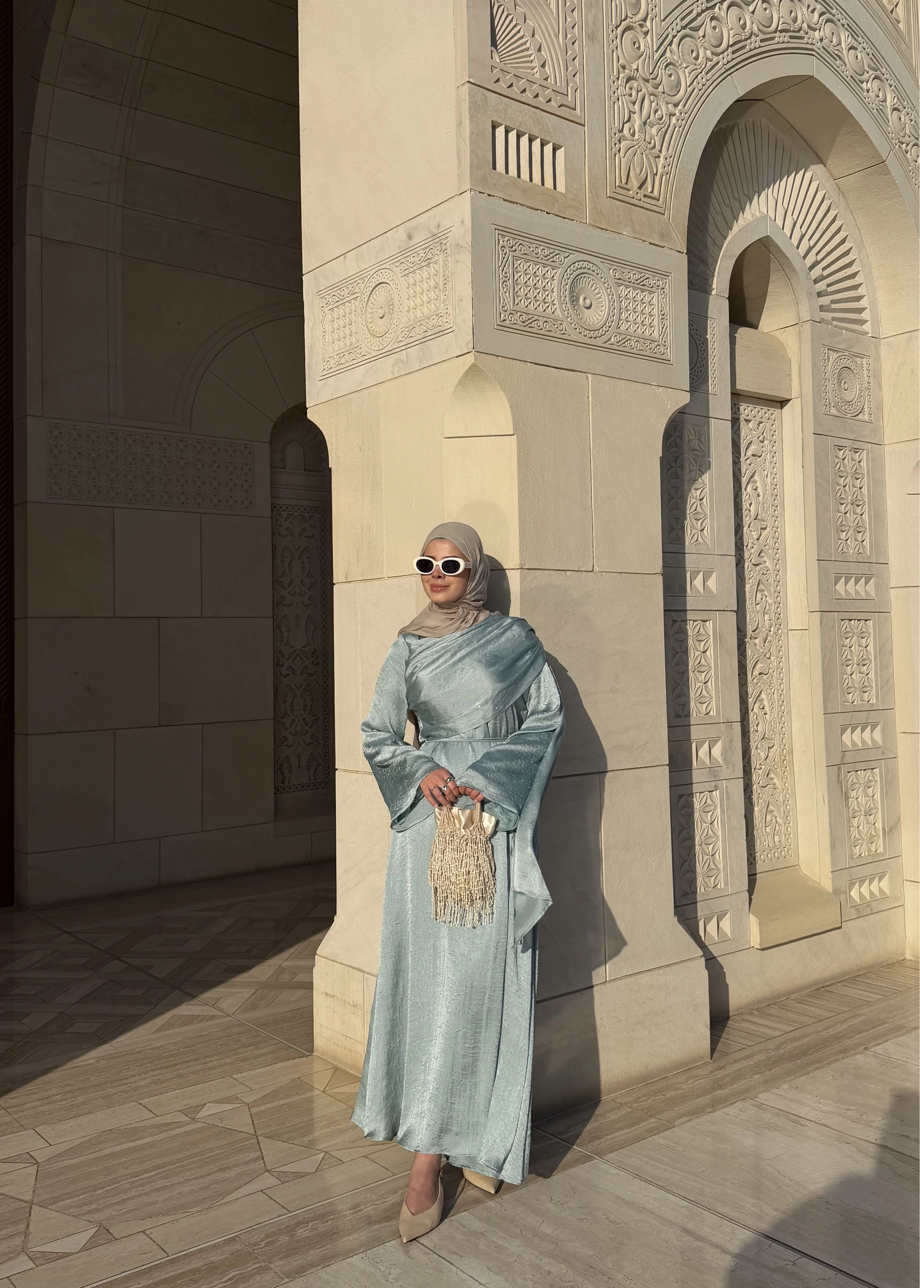 QABOOS ŞAL YAKA ELBİSE MİNT