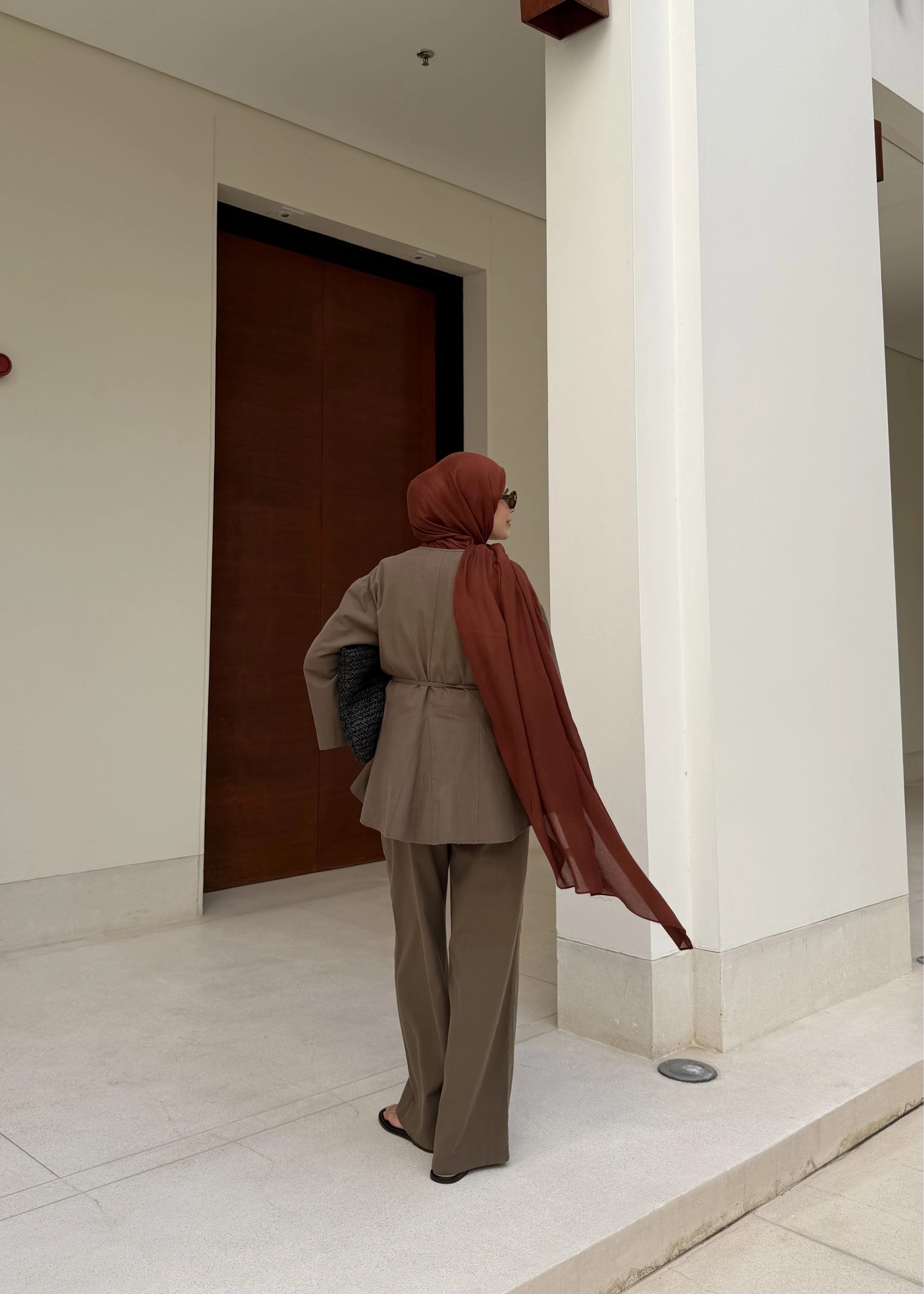 8975 Umman keten takım palazzo yeşil