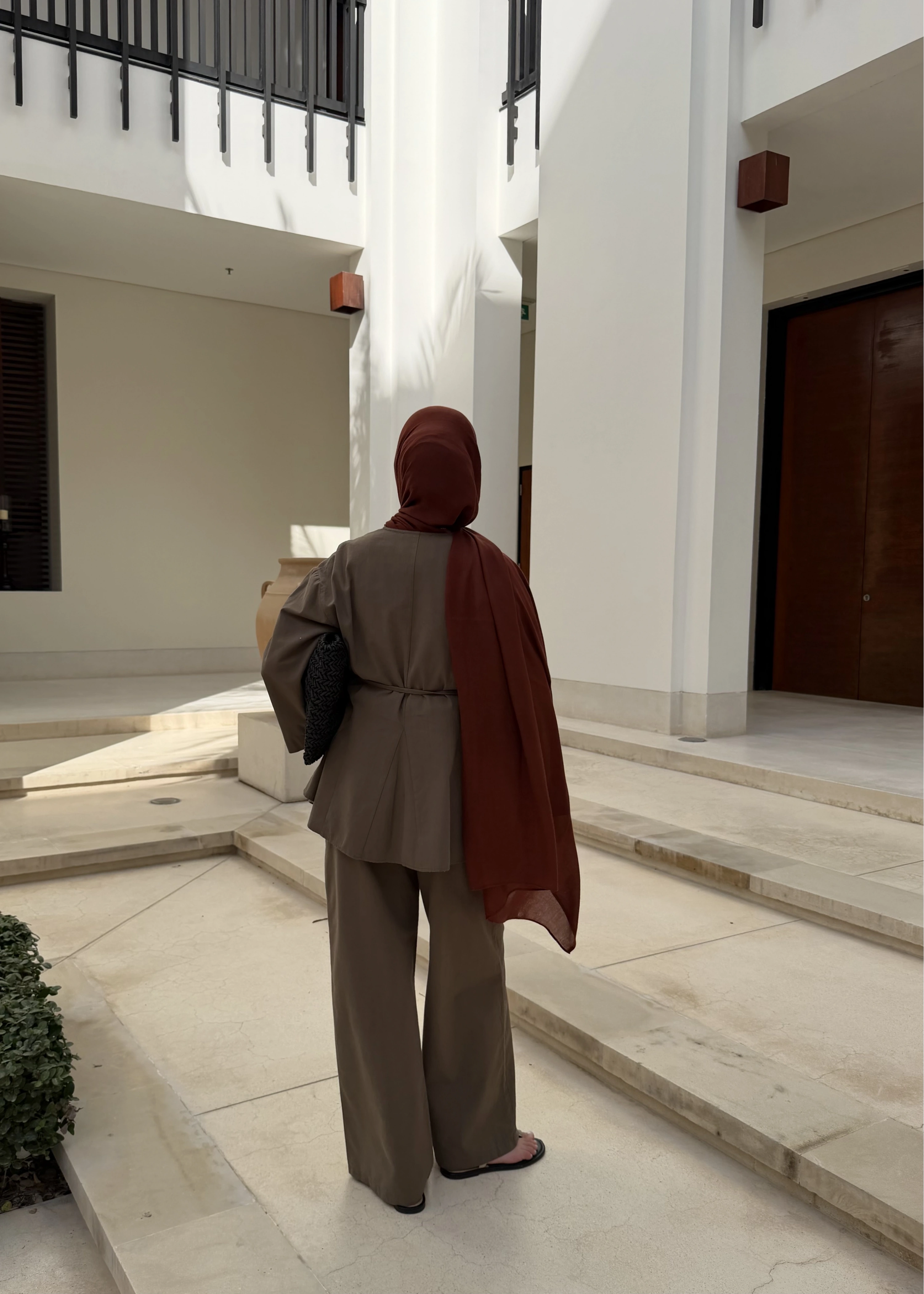 8975 Umman keten takım palazzo yeşil