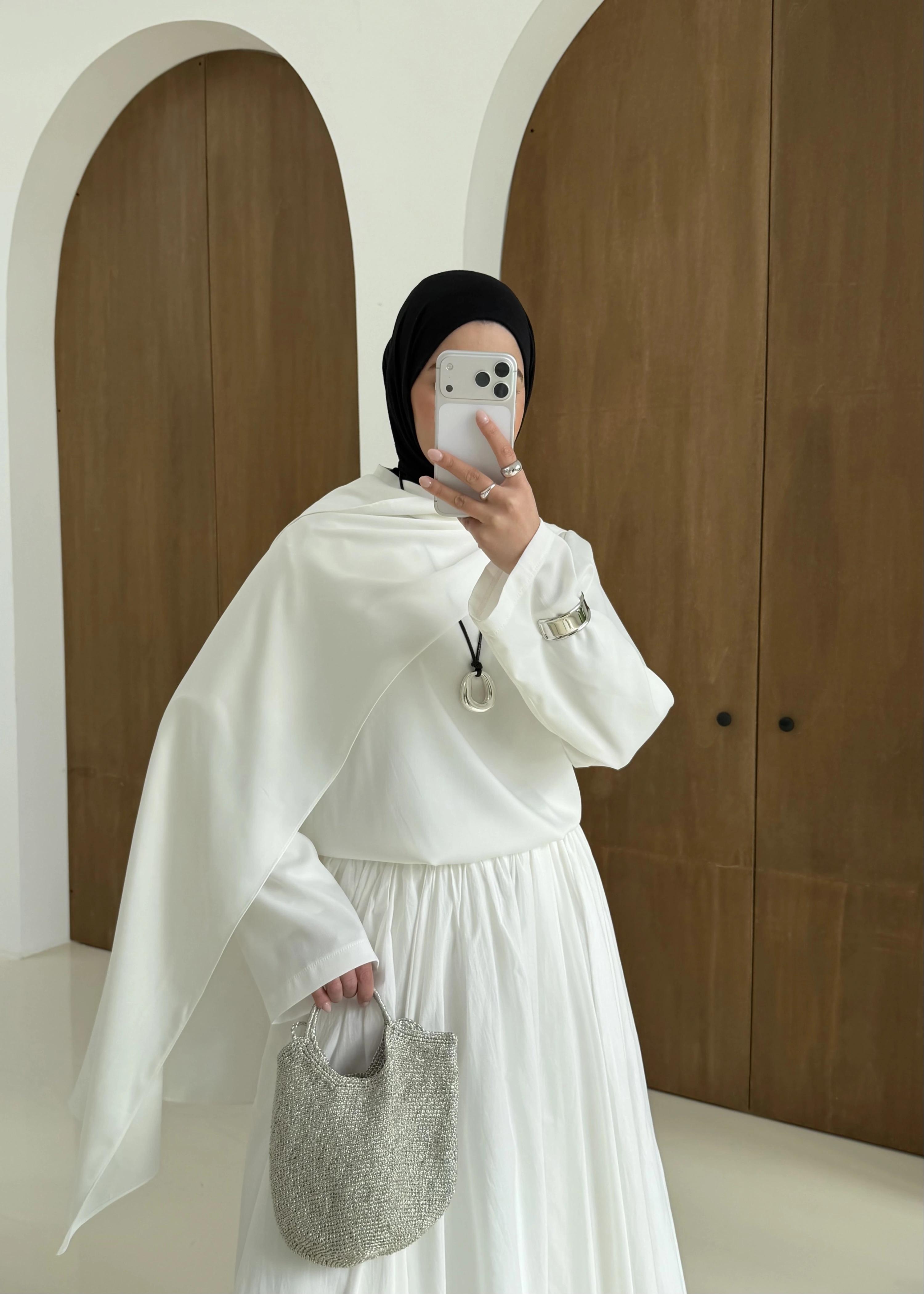 SATEN ARABİC BLUZ BEYAZ