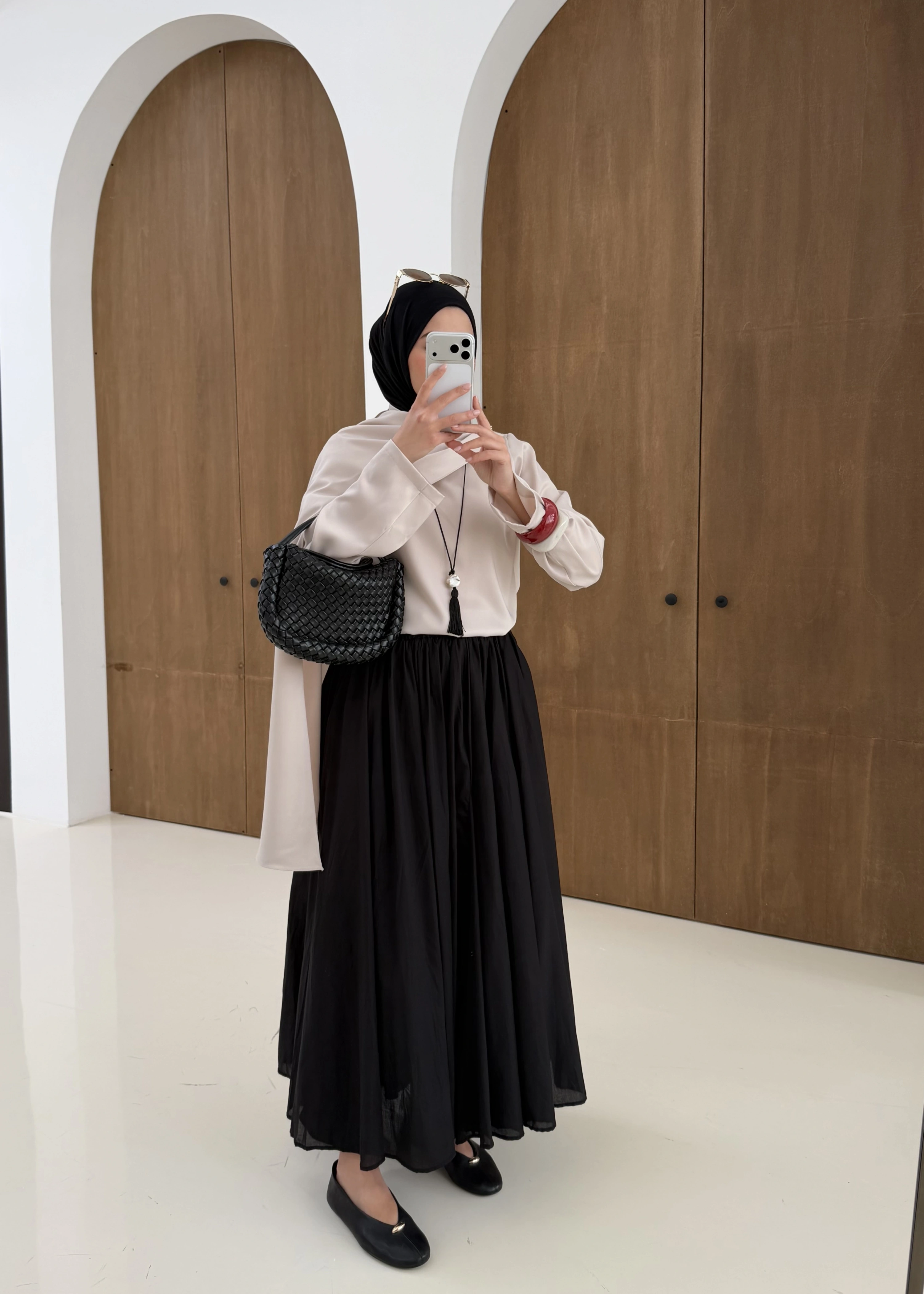 SATEN ARABİC BLUZ taş