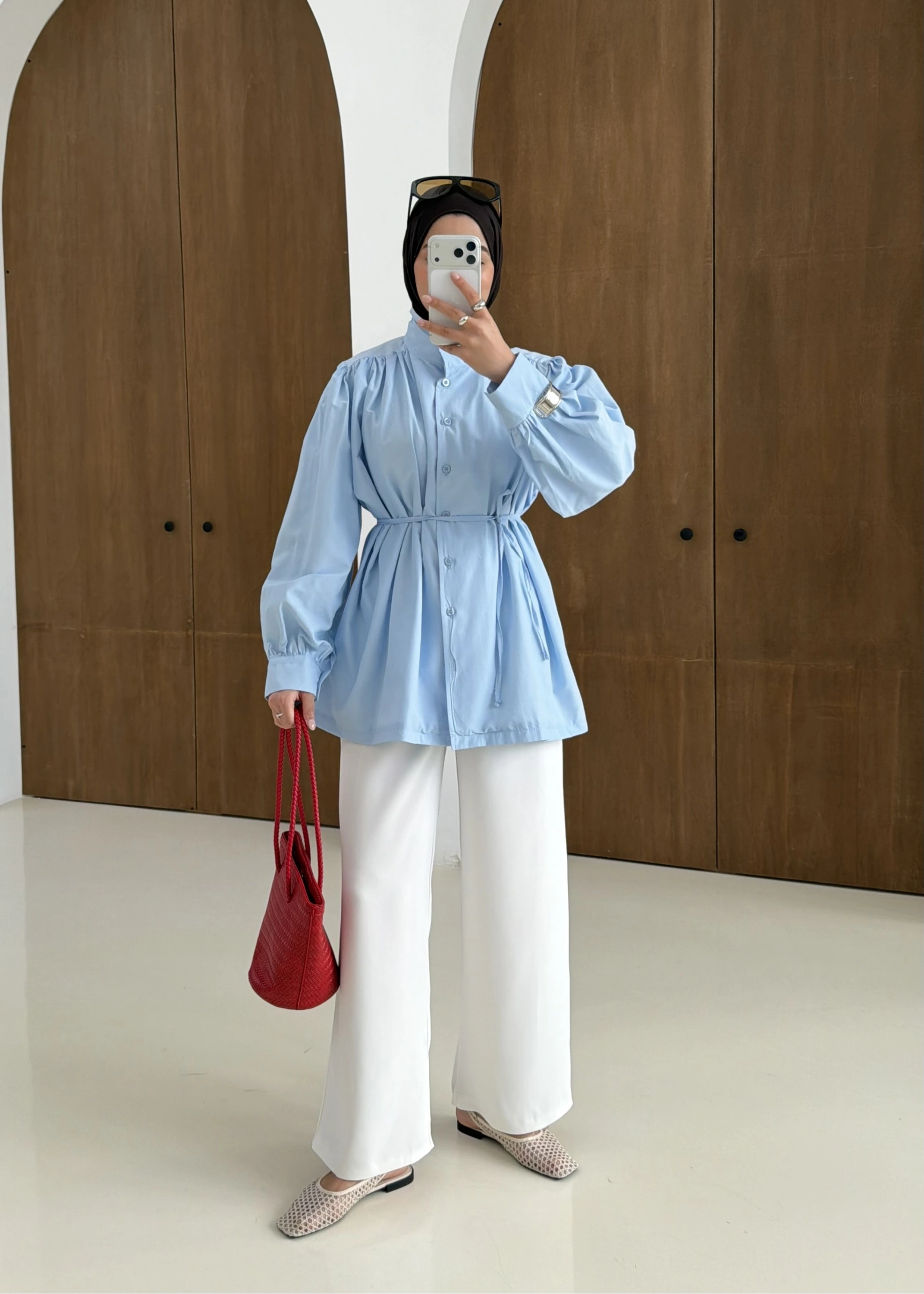 DİK YAKA GÖMLEK mavi