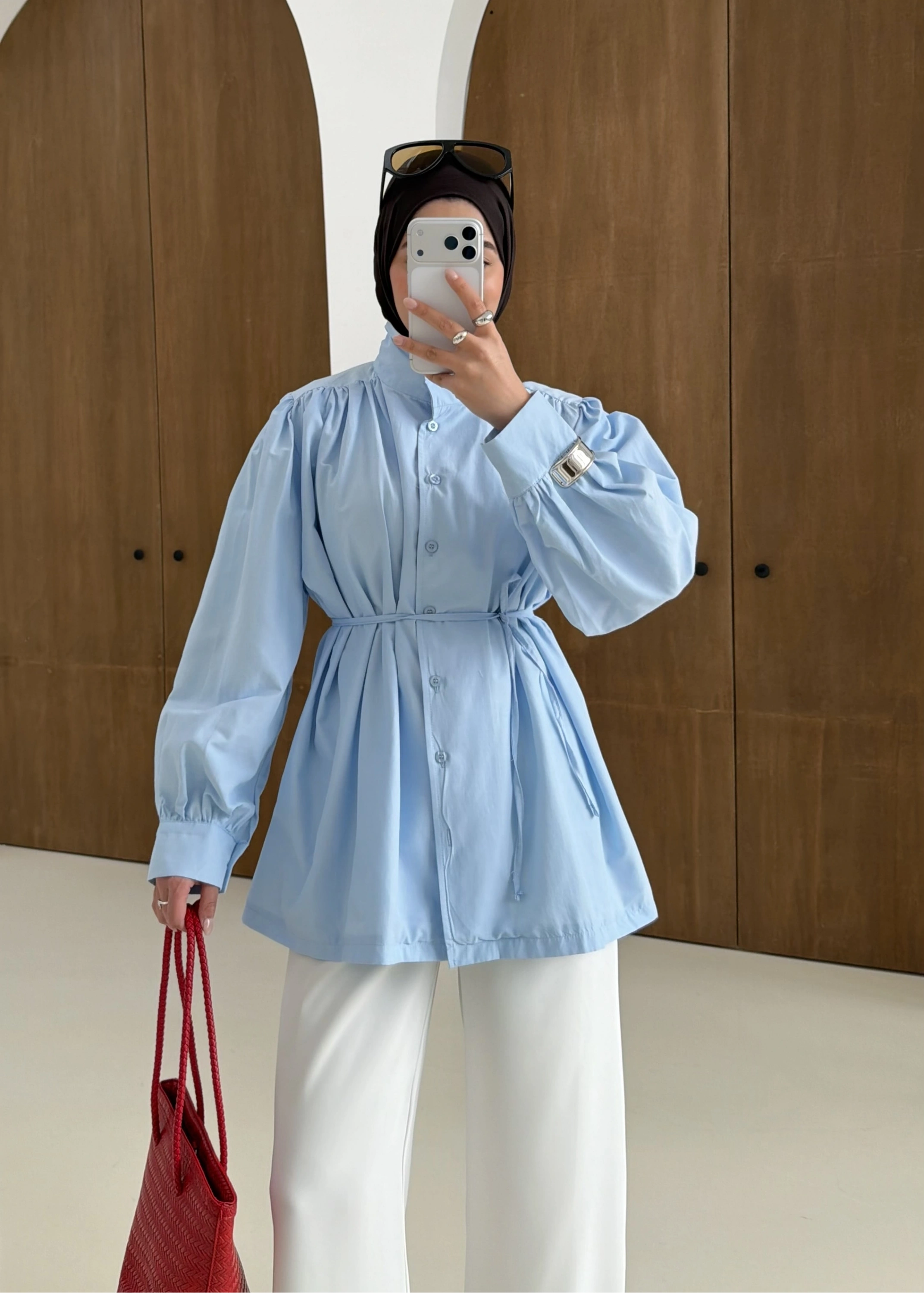 DİK YAKA GÖMLEK mavi