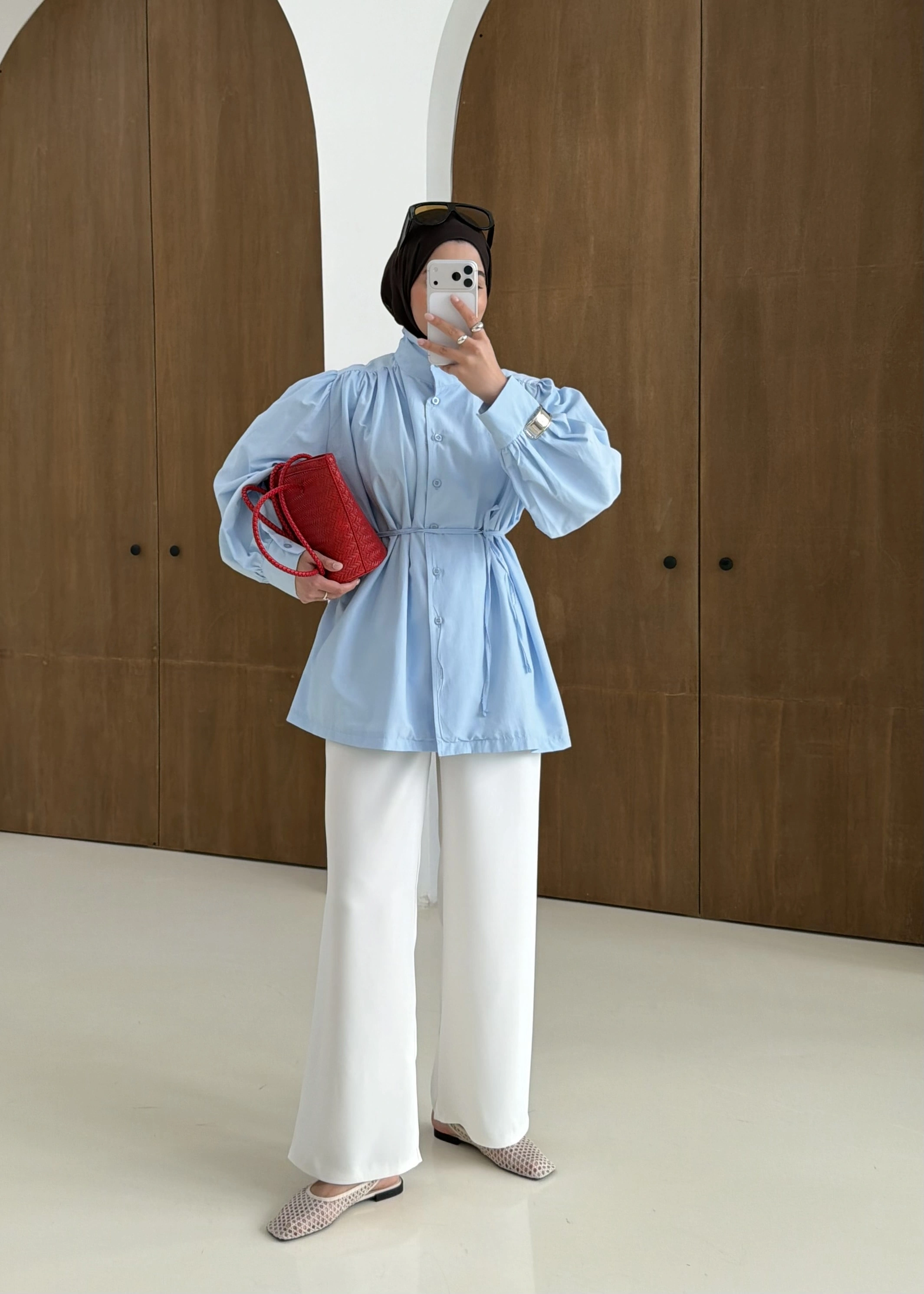 DİK YAKA GÖMLEK mavi