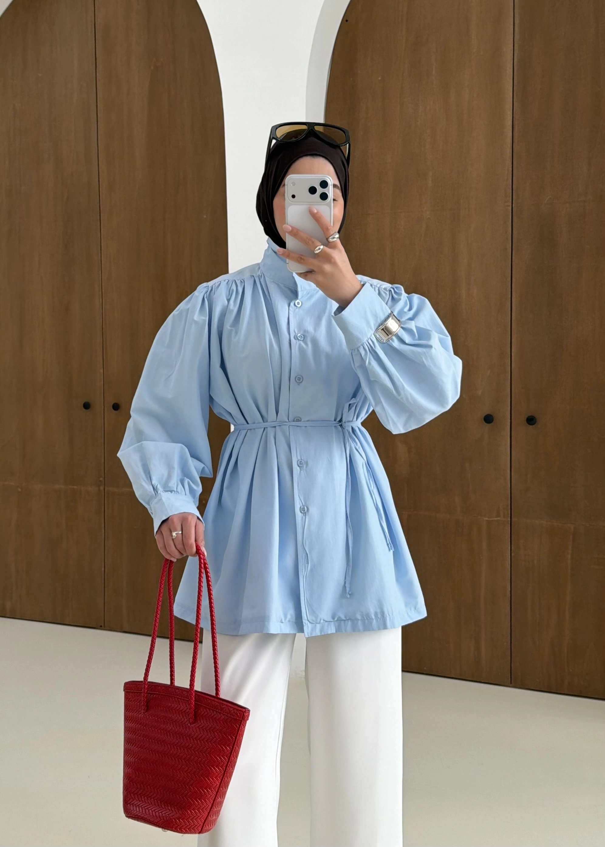 DİK YAKA GÖMLEK mavi