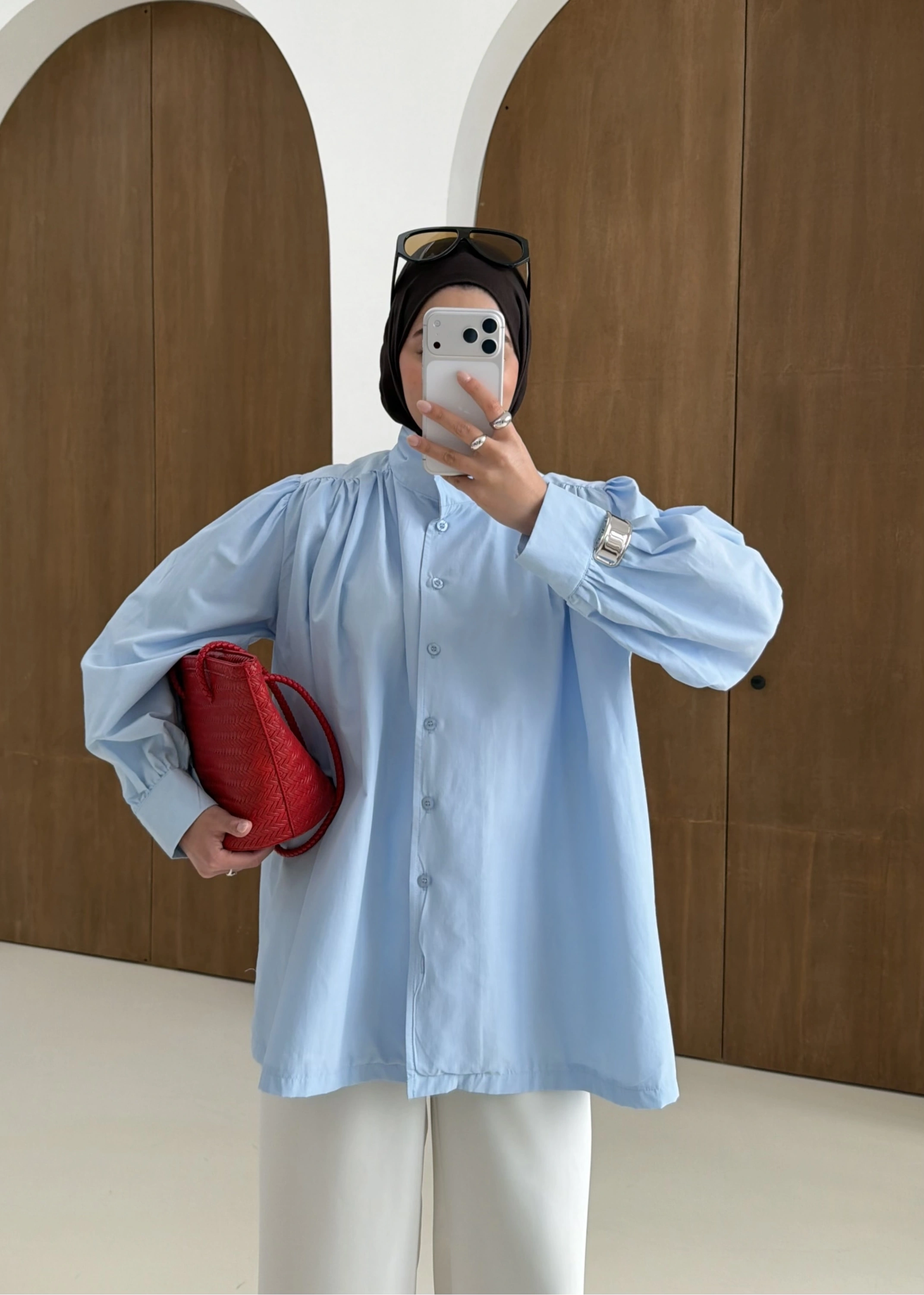 DİK YAKA GÖMLEK mavi