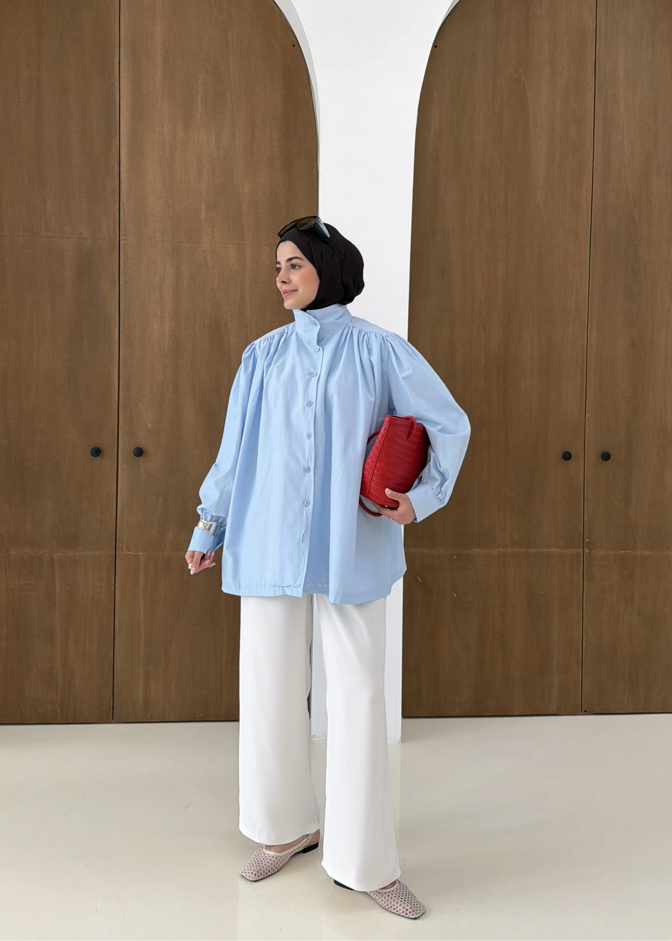 DİK YAKA GÖMLEK mavi