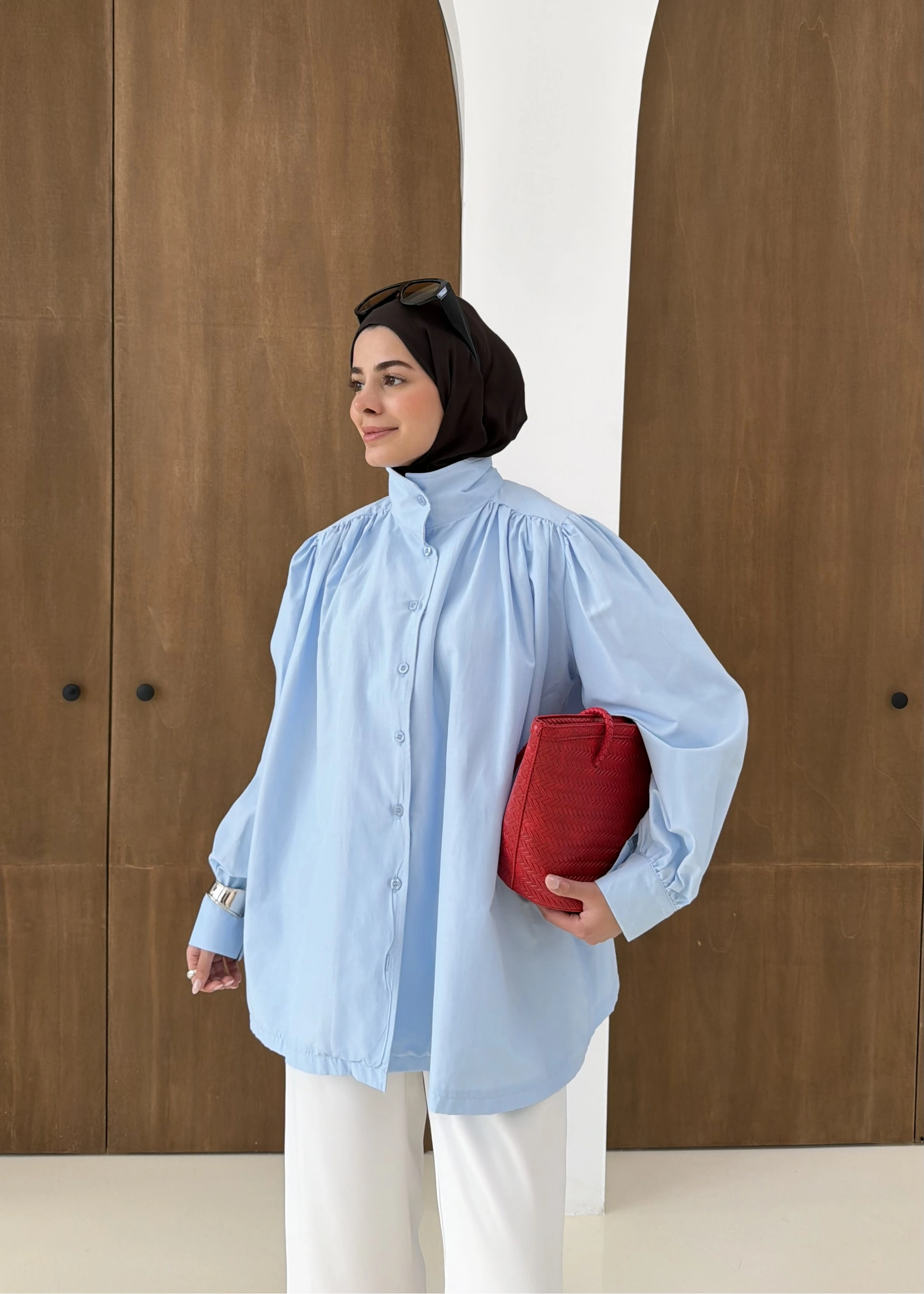 DİK YAKA GÖMLEK mavi