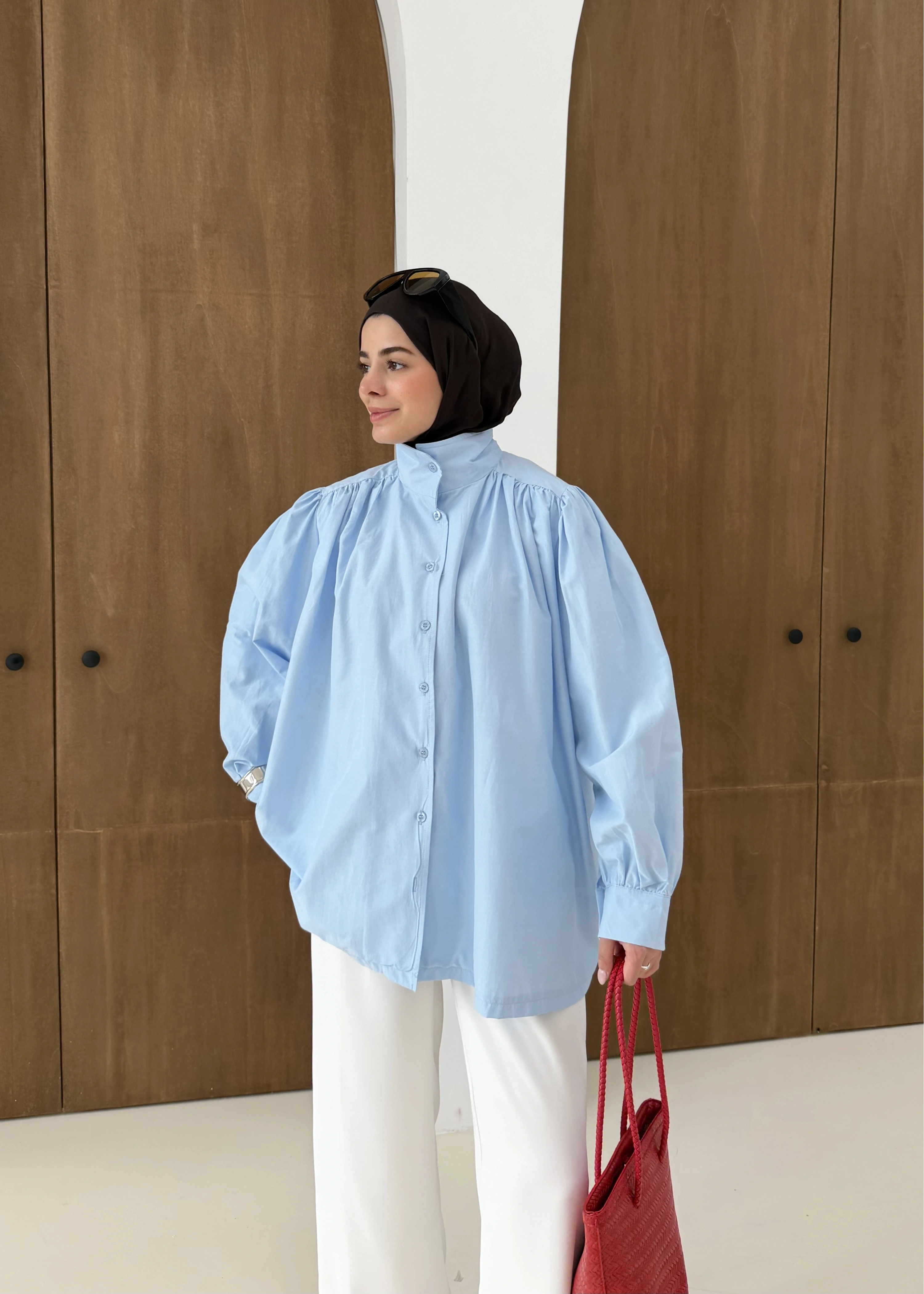 DİK YAKA GÖMLEK mavi