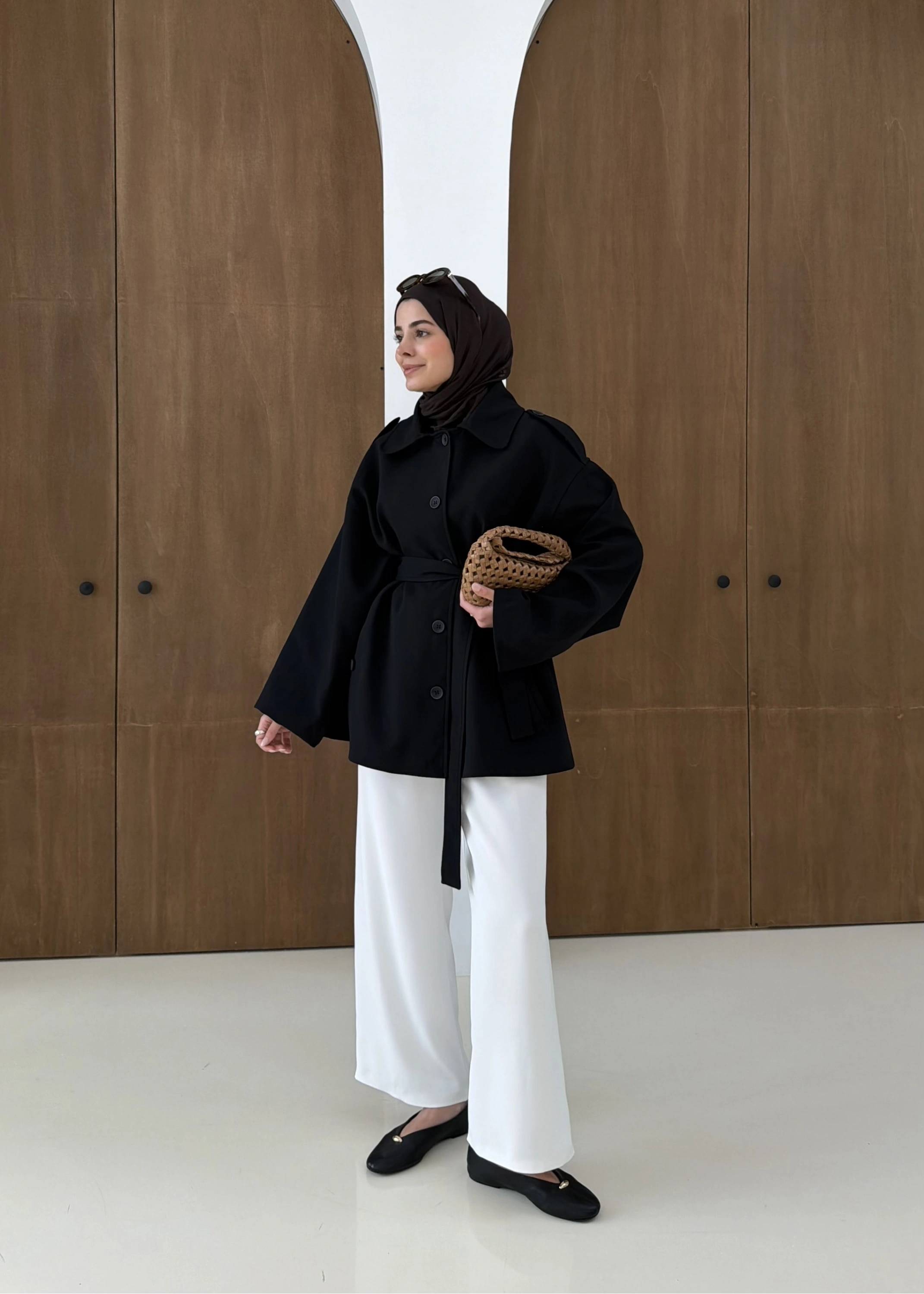 7651 MERİ TRENÇ SİYAH