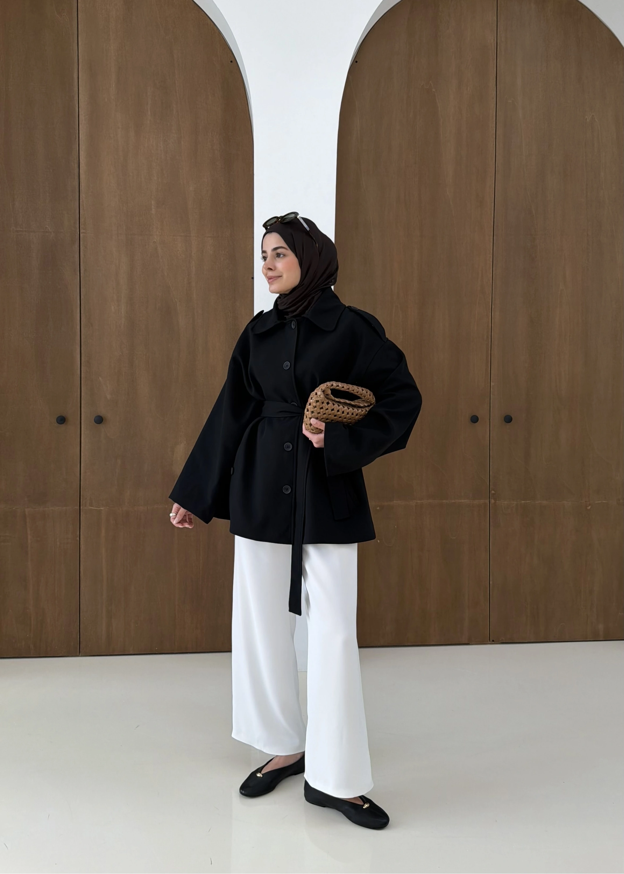 7651 MERİ TRENÇ SİYAH