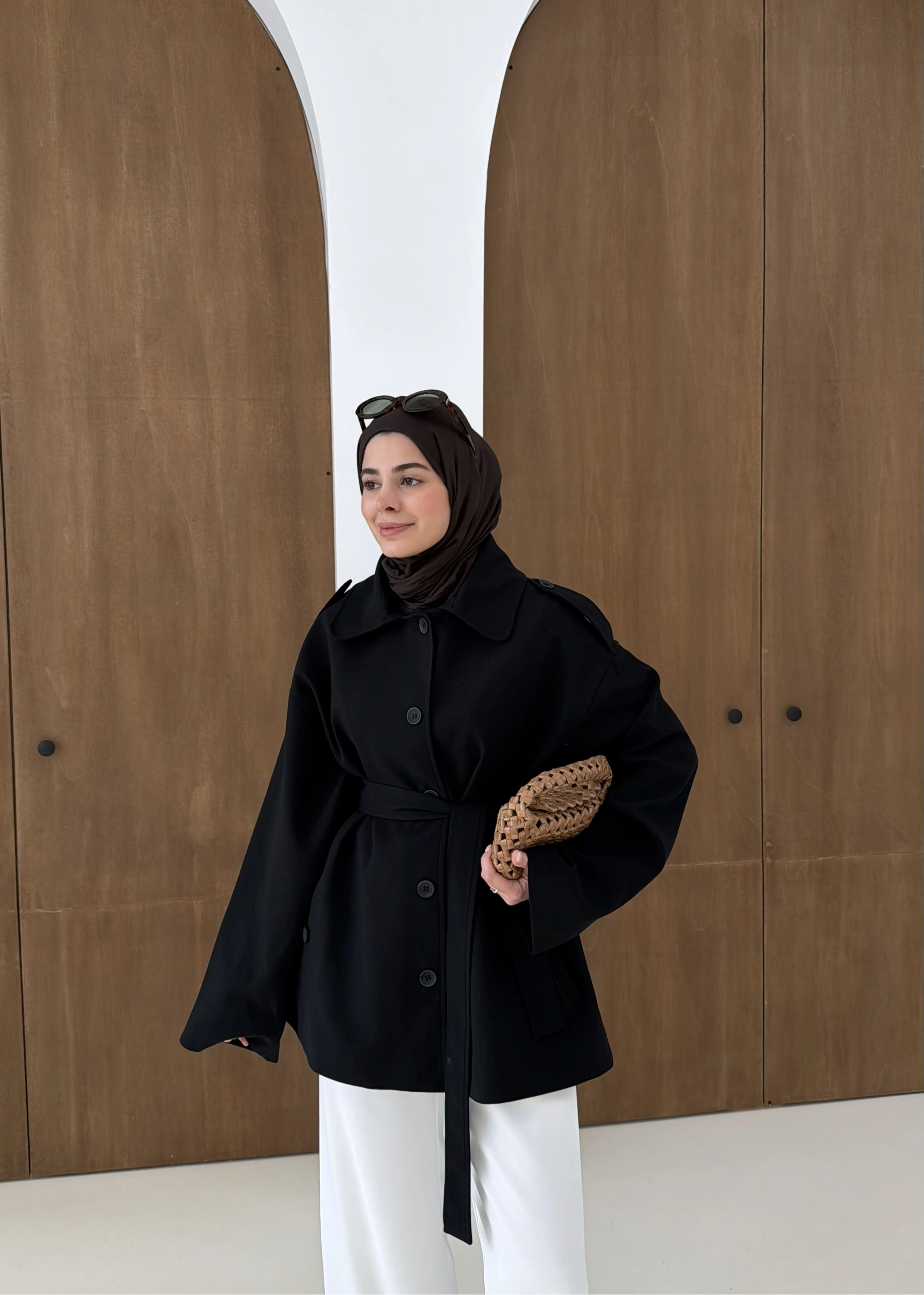 7651 MERİ TRENÇ SİYAH