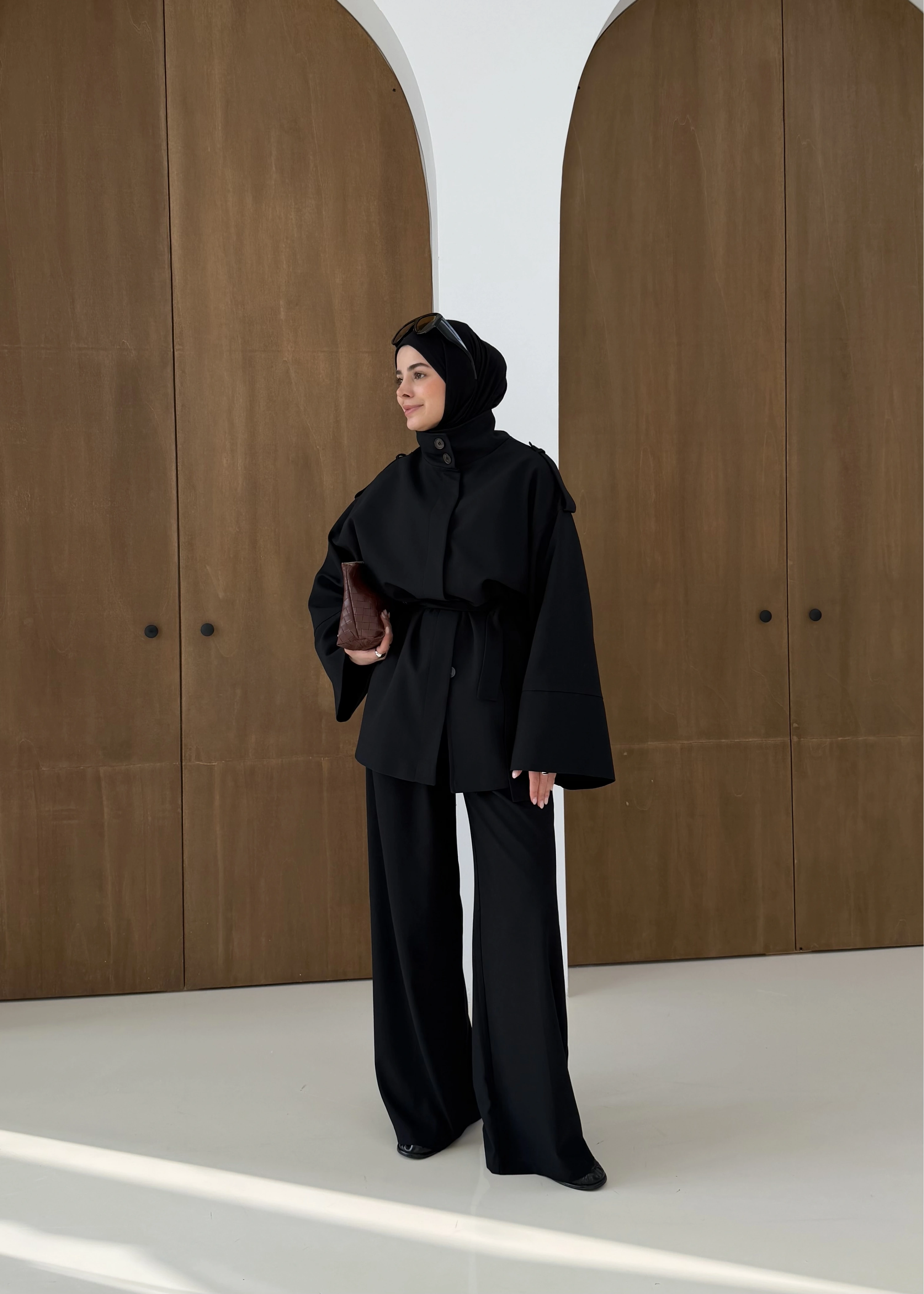 6006 DİK YAKA POLİVİSKON TAKIM SİYAH