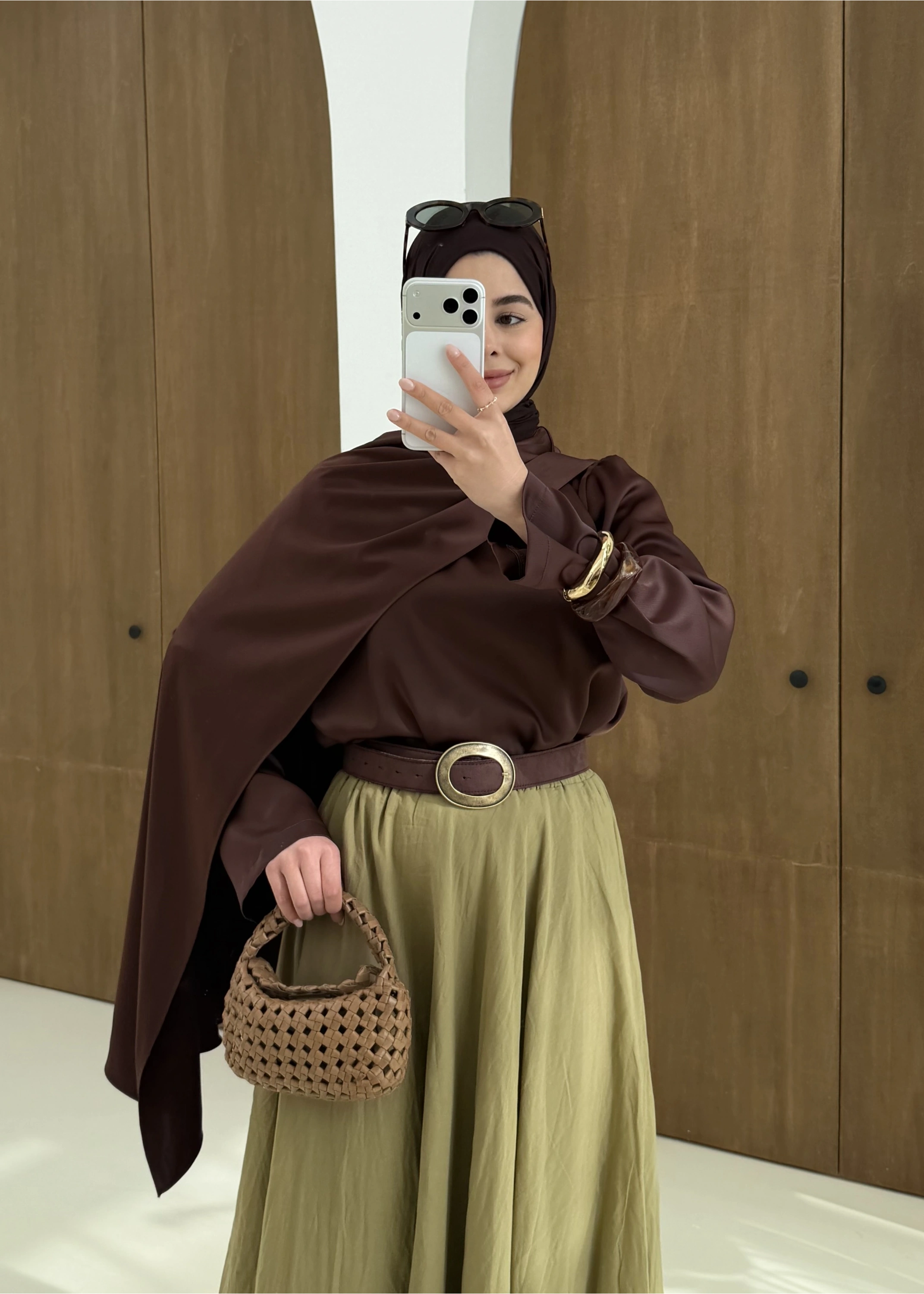 SATEN ARABİC BLUZ kahve