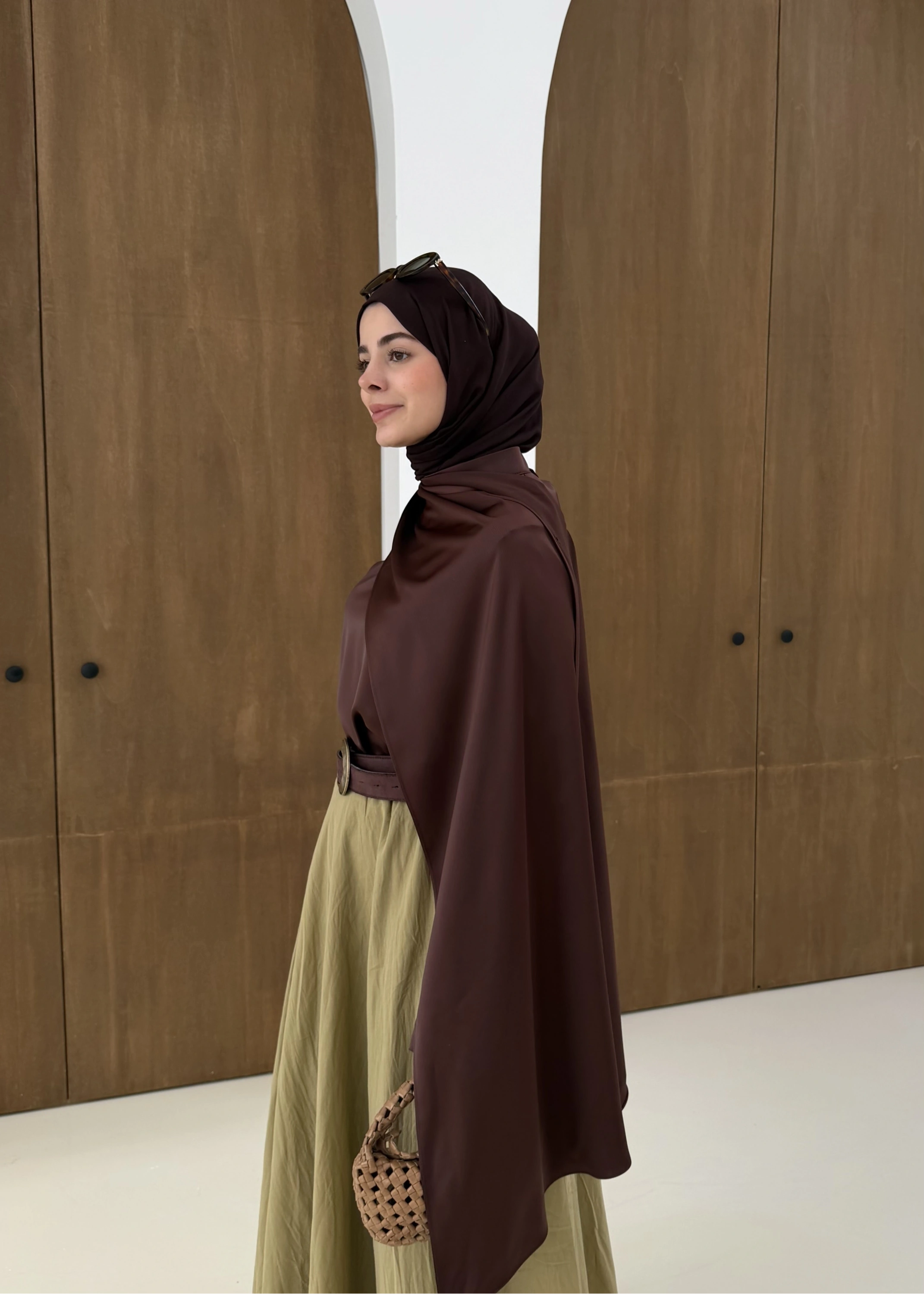 SATEN ARABİC BLUZ kahve