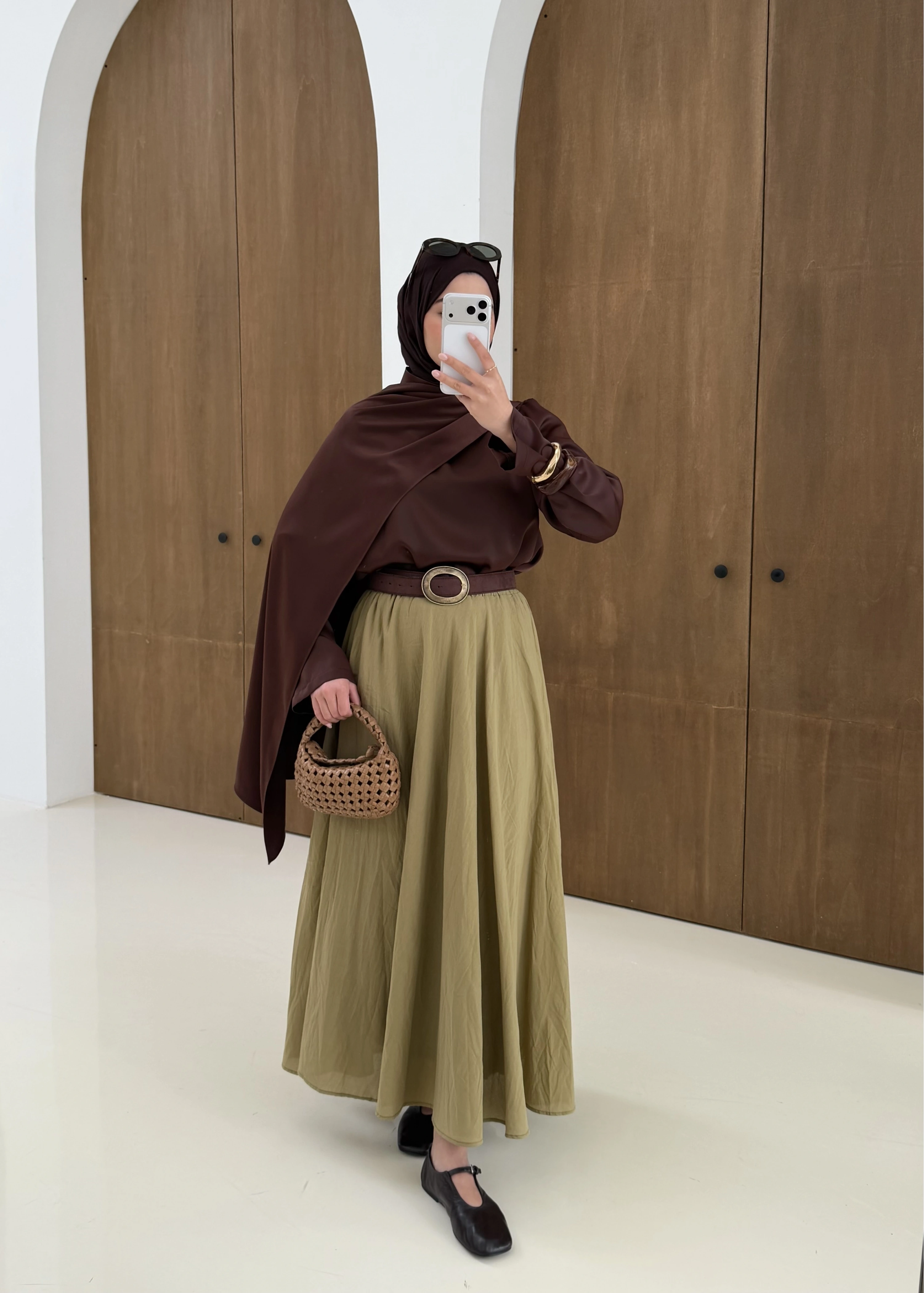 SATEN ARABİC BLUZ kahve