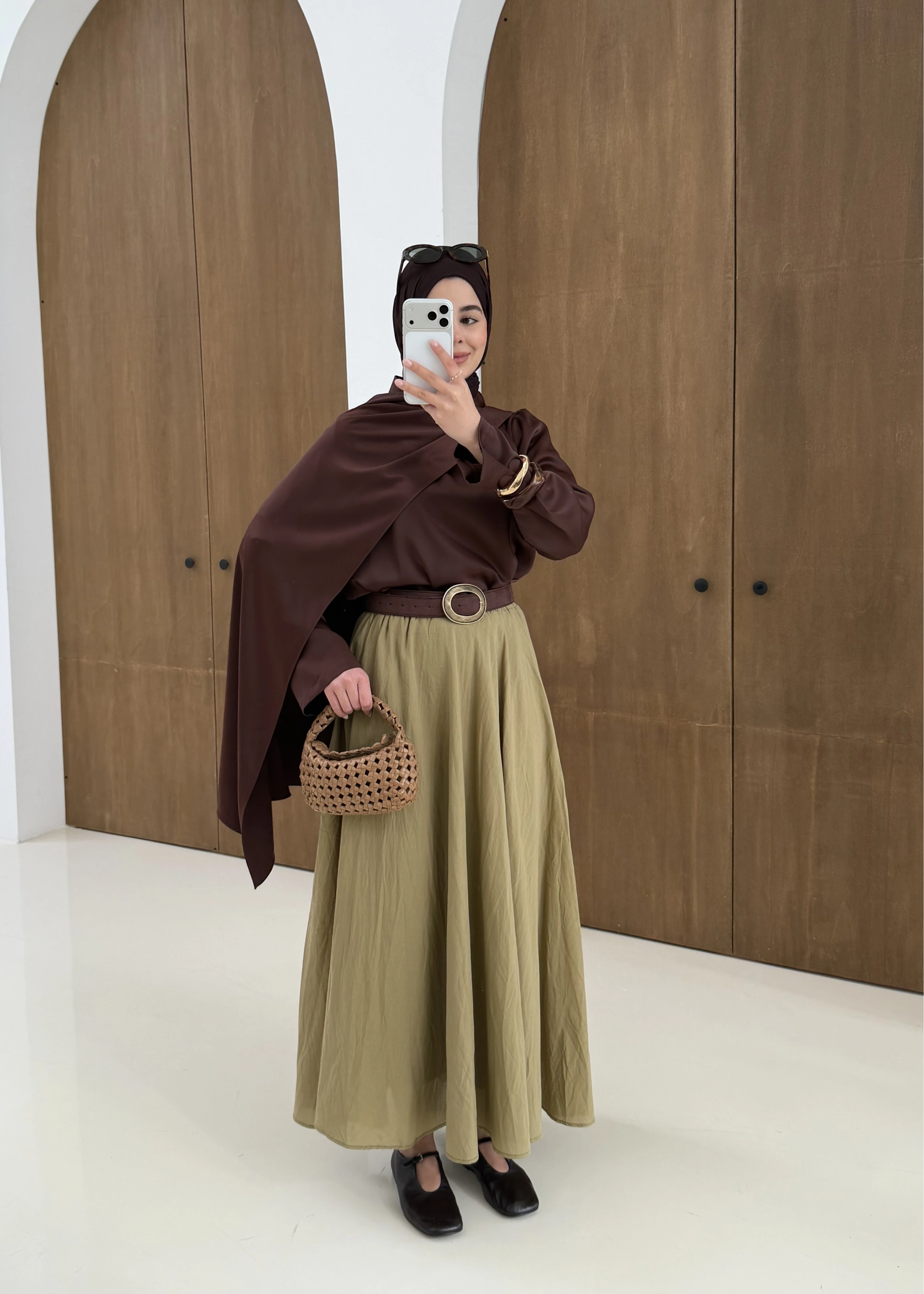 SATEN ARABİC BLUZ kahve