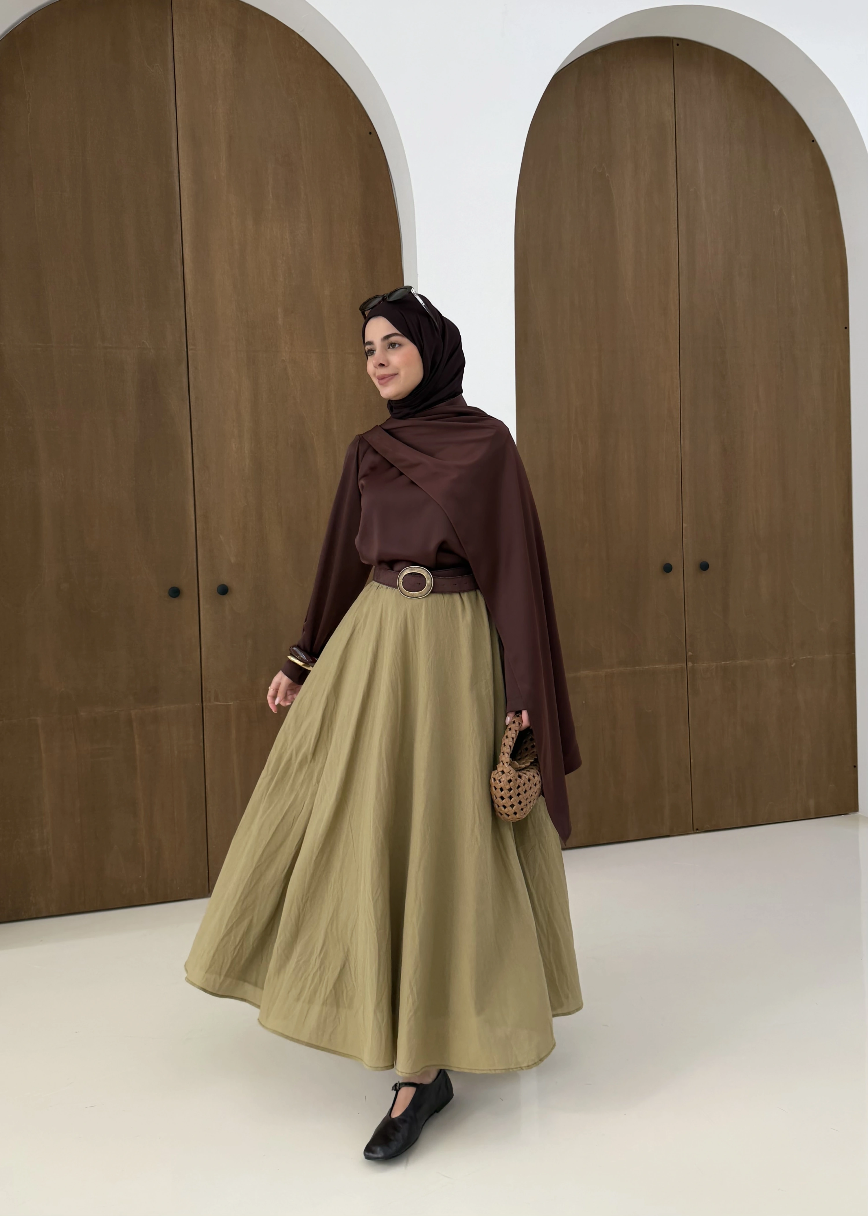 SATEN ARABİC BLUZ kahve