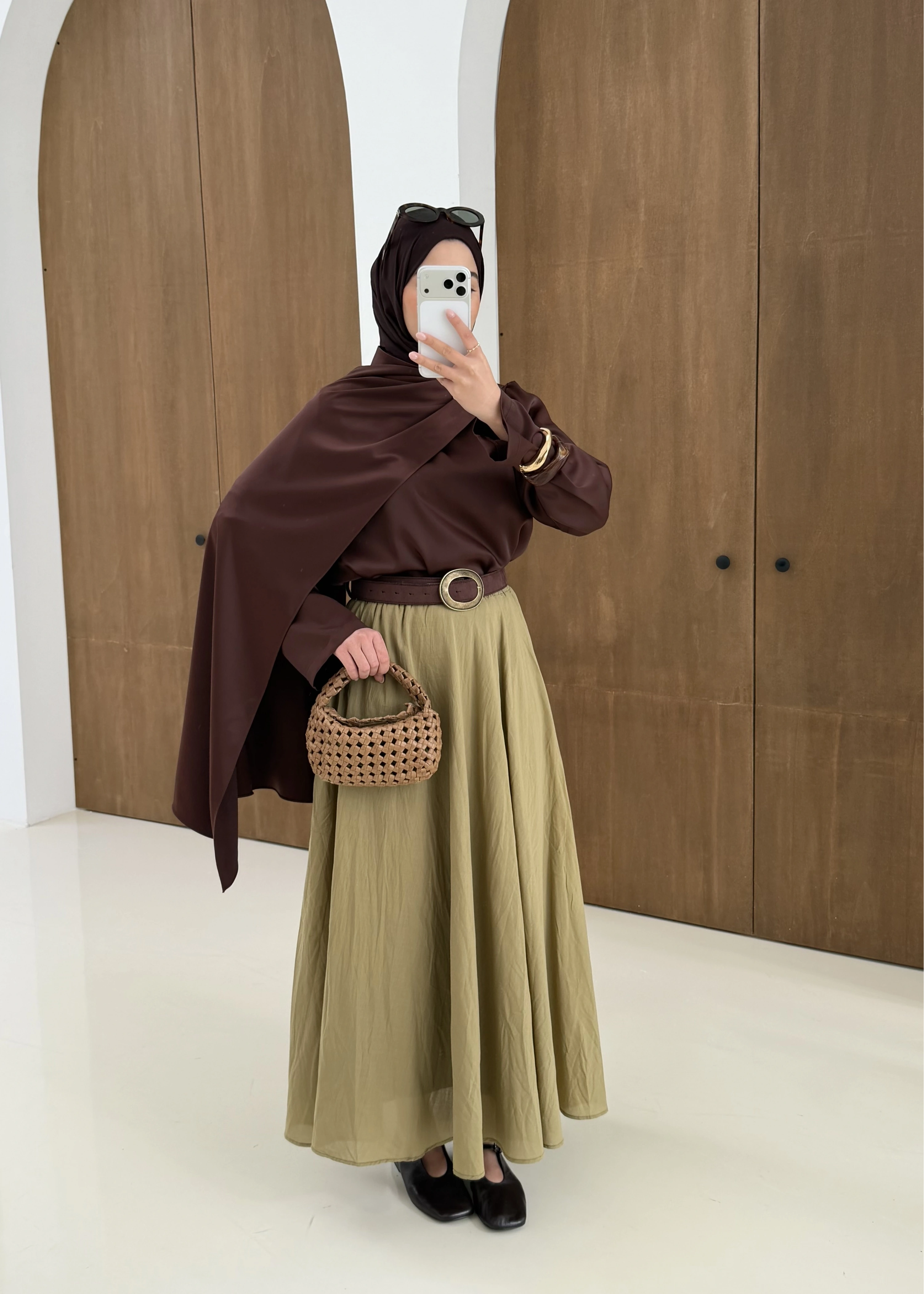 SATEN ARABİC BLUZ kahve