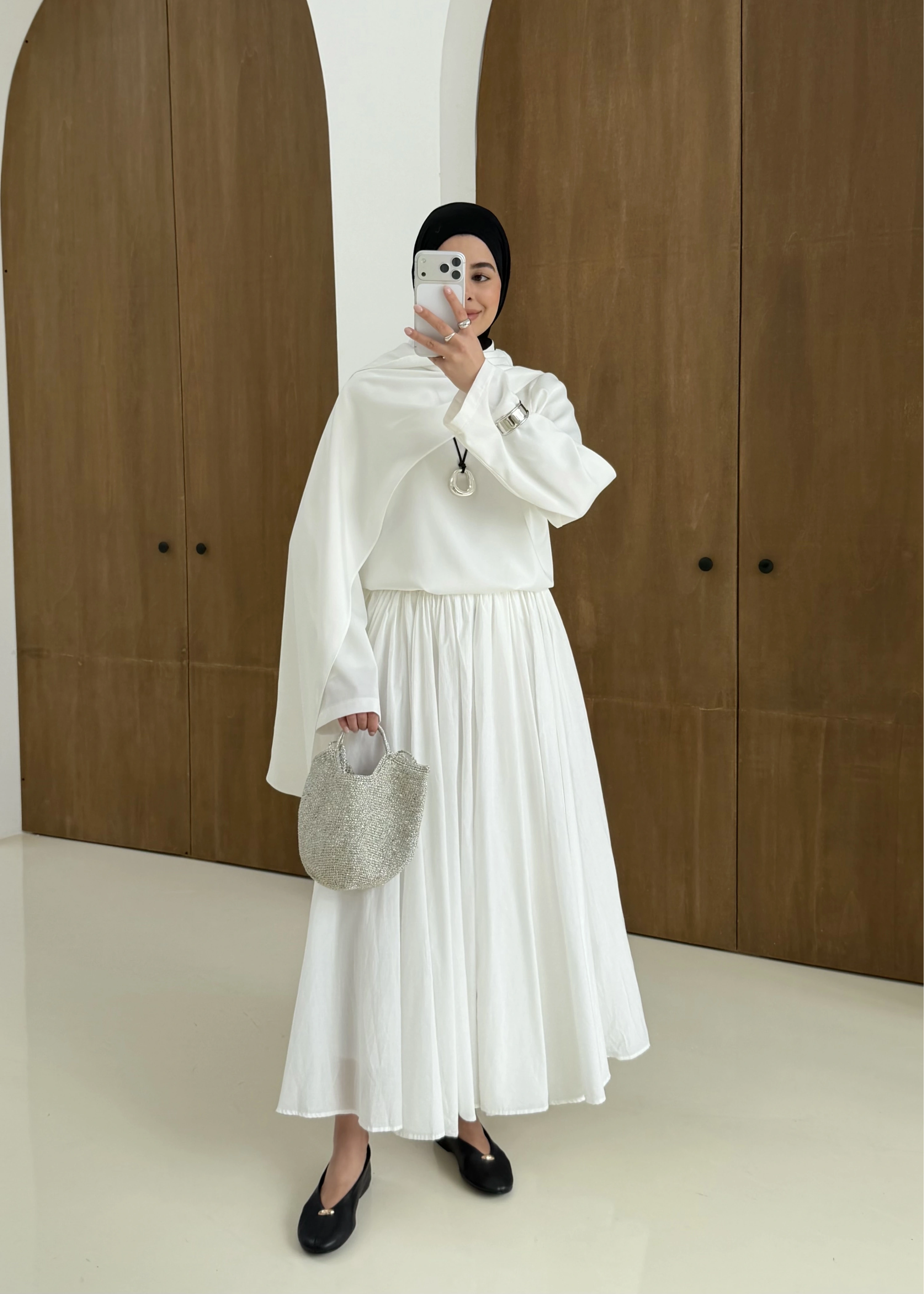 SATEN ARABİC BLUZ BEYAZ