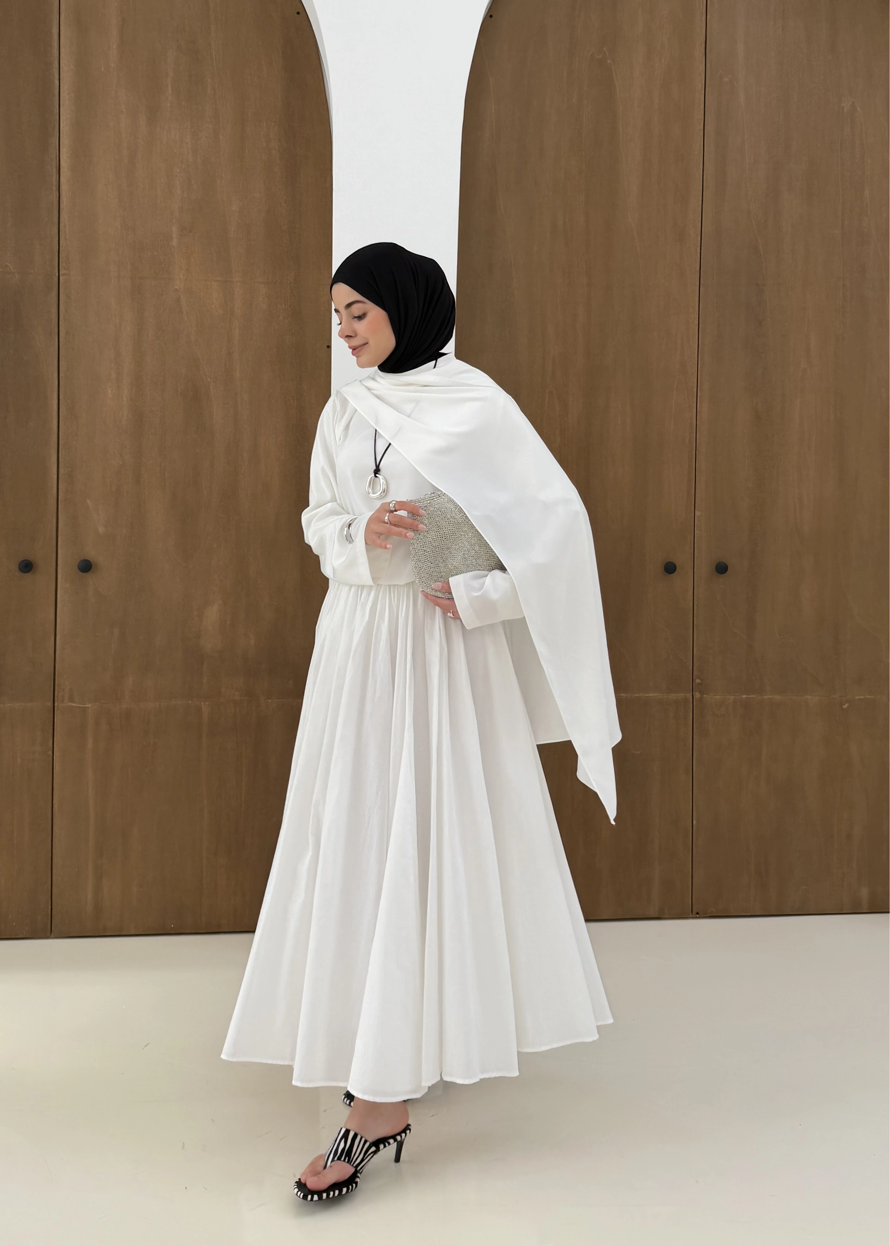 SATEN ARABİC BLUZ BEYAZ