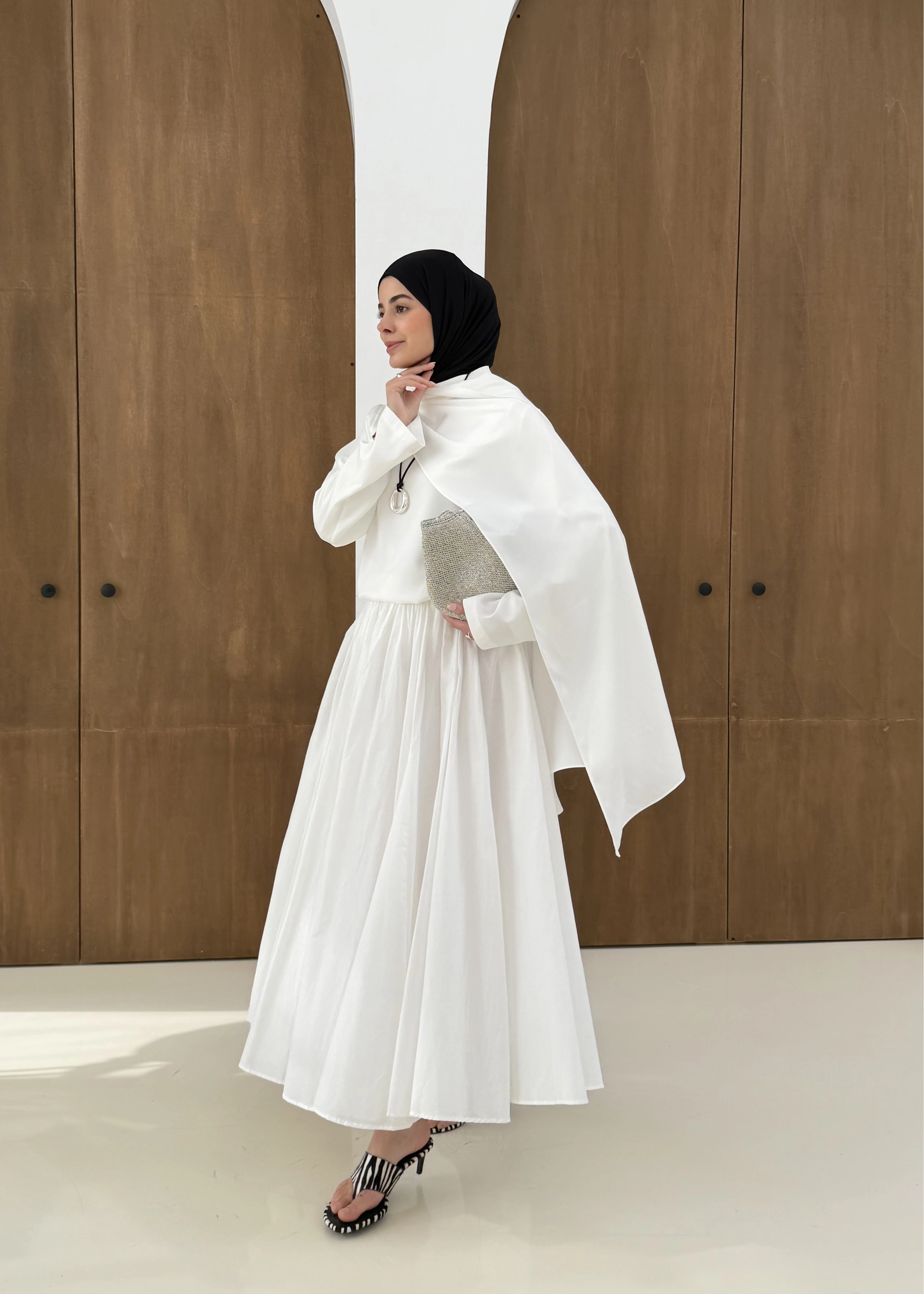 SATEN ARABİC BLUZ BEYAZ