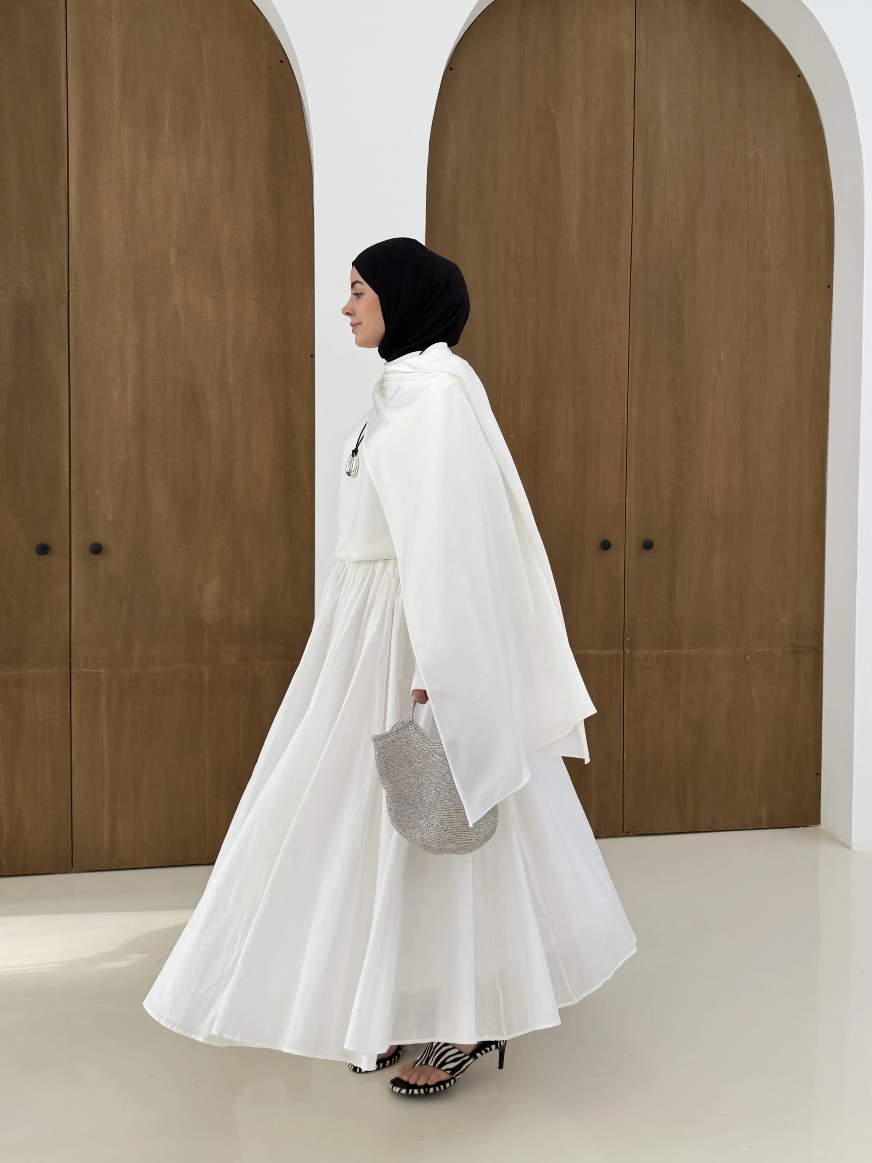 SATEN ARABİC BLUZ BEYAZ