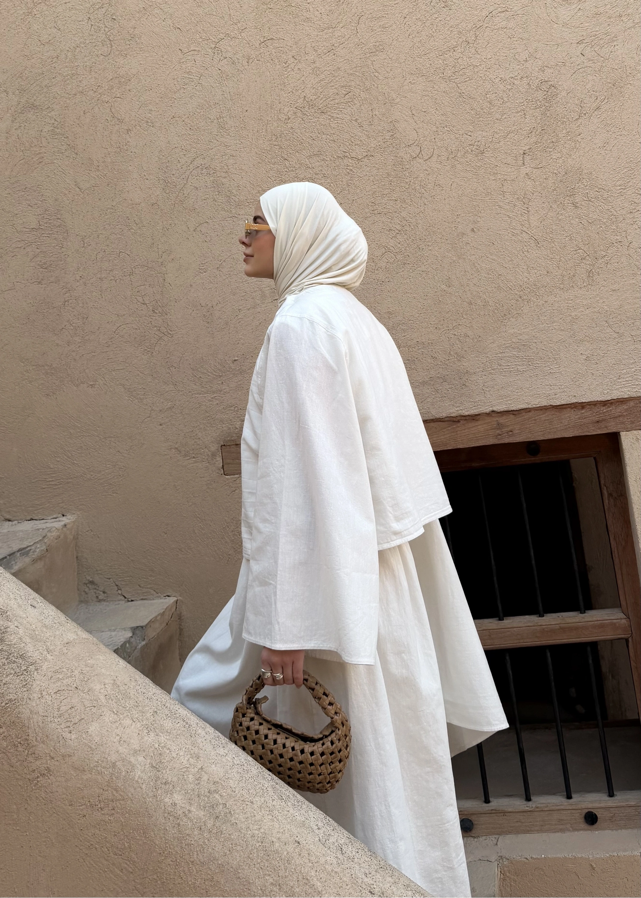 8999 ŞAL YAKA ETEKLİ KETEN TAKIM beyaz