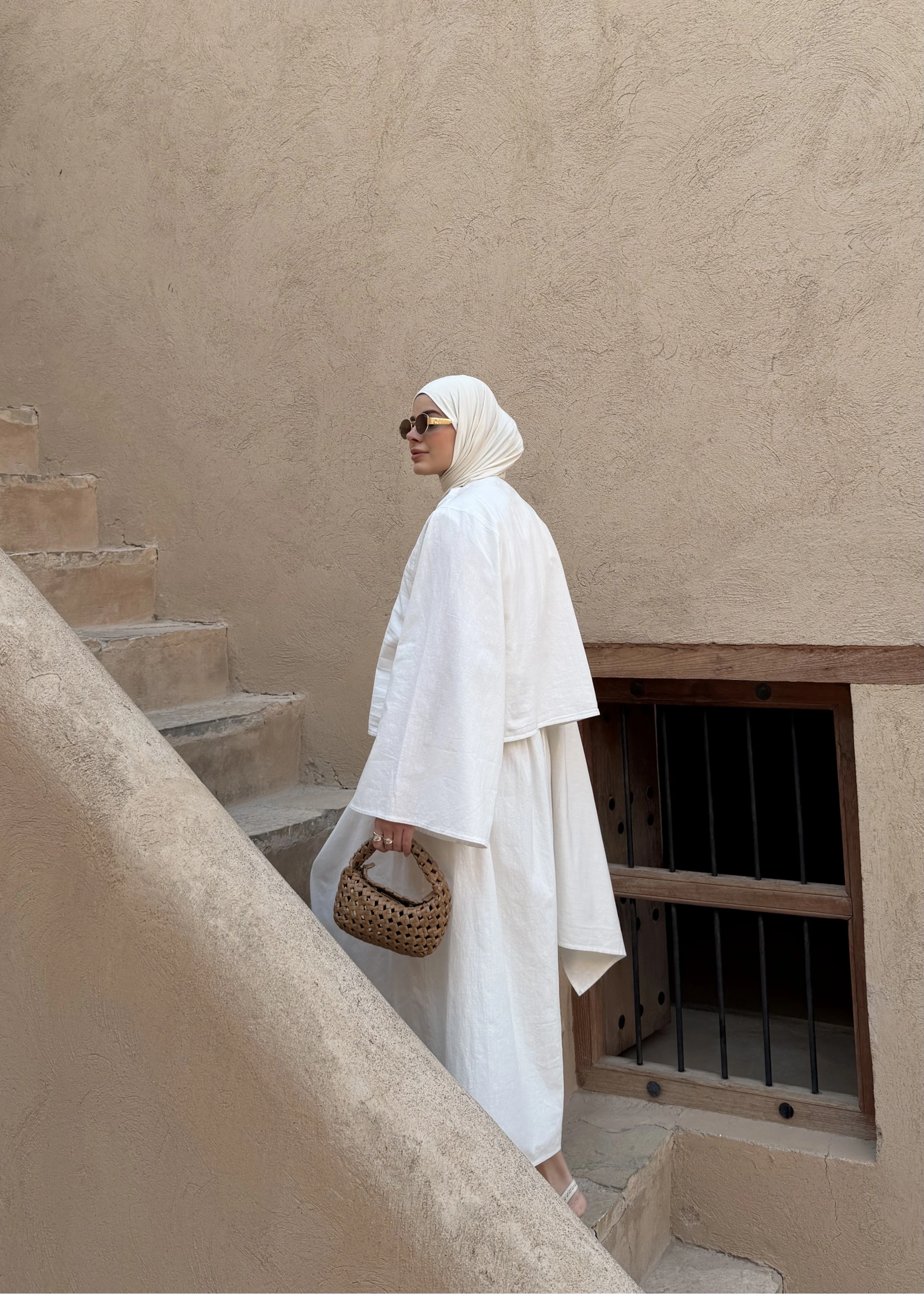 8999 ŞAL YAKA ETEKLİ KETEN TAKIM beyaz