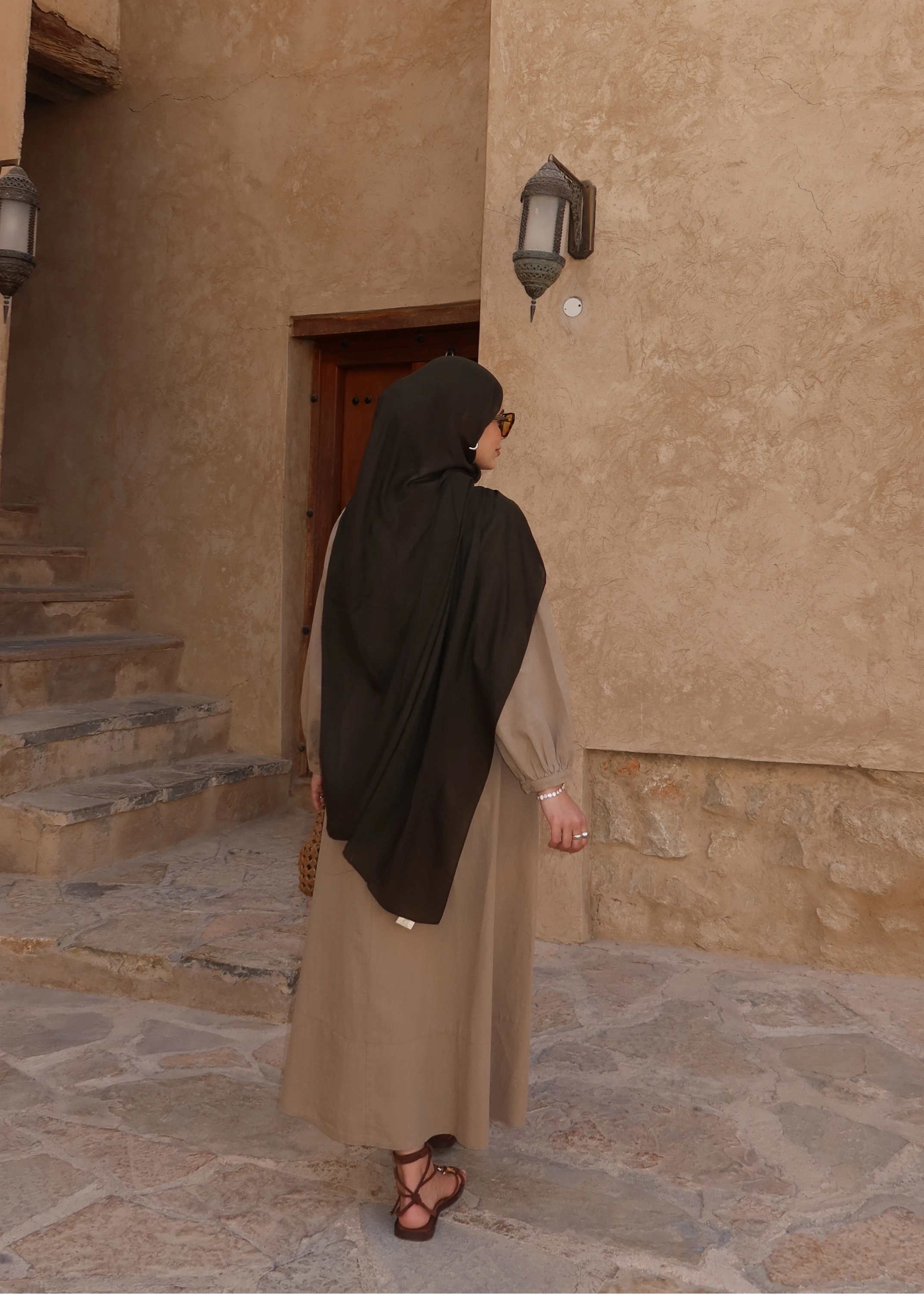 2357 ÖN DÜĞME HAM KETEN ELBİSE VİZON