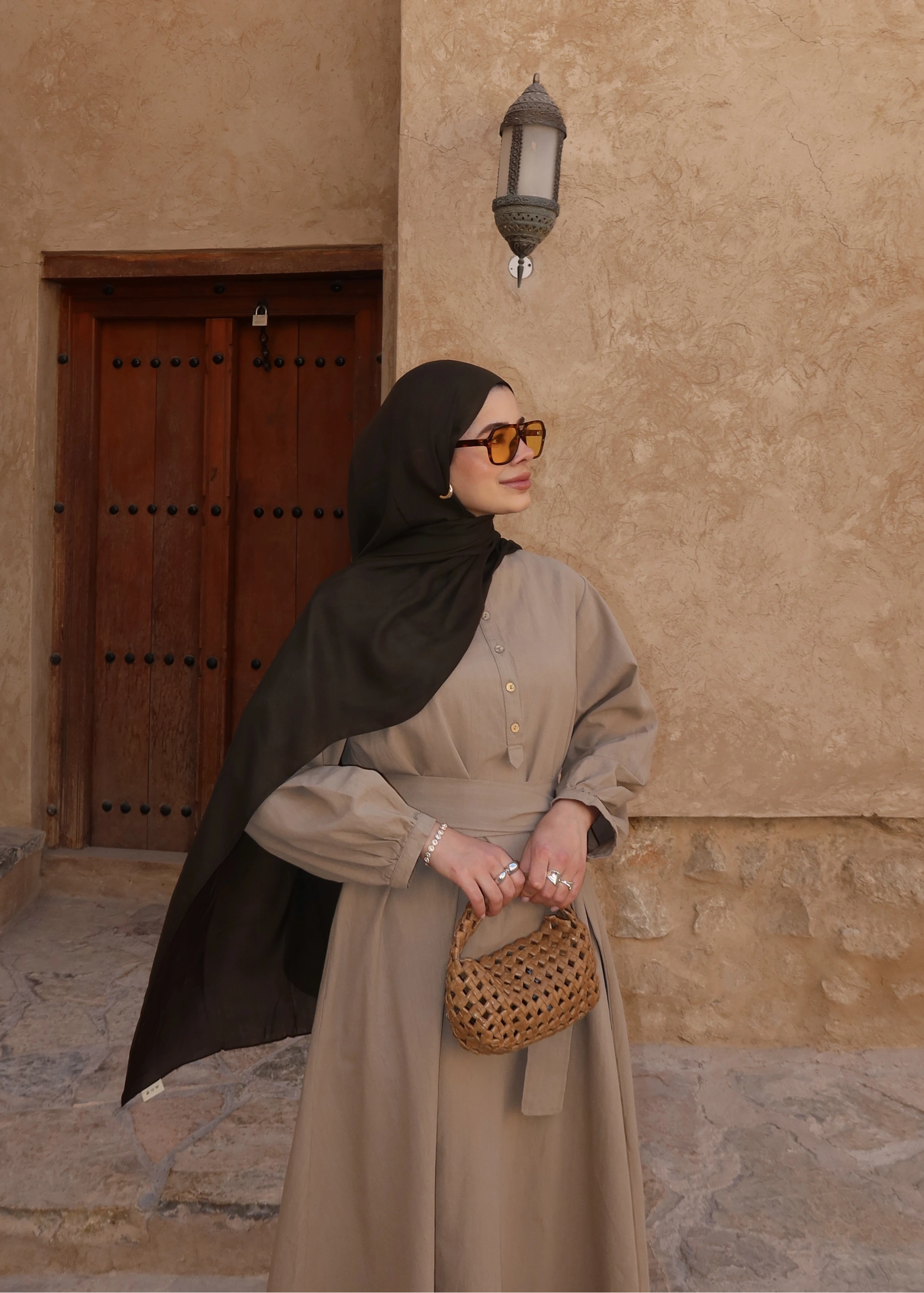 2357 ÖN DÜĞME HAM KETEN ELBİSE VİZON