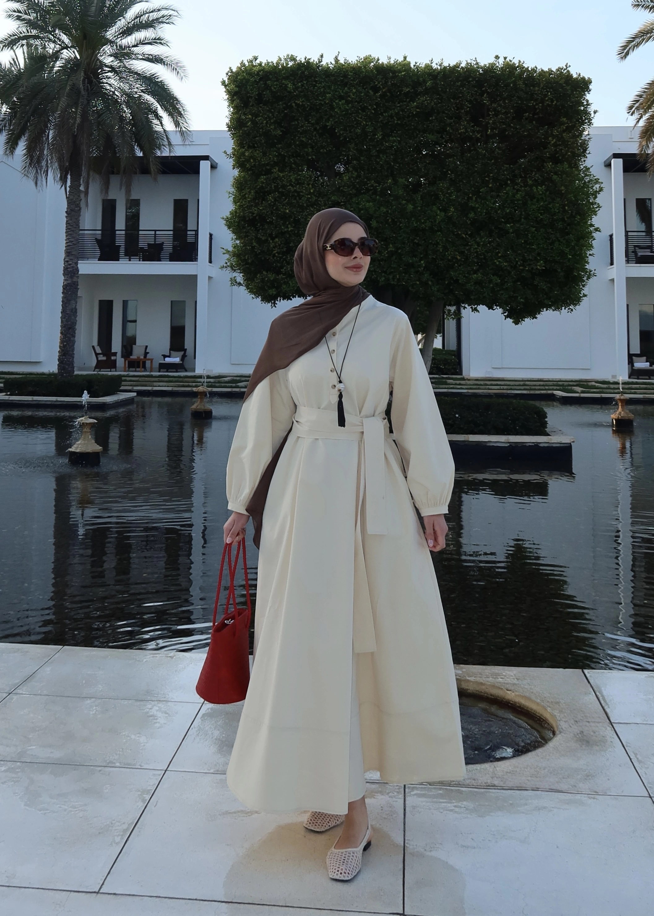 2349 DÜĞMELİ ELBİSE Vanilya