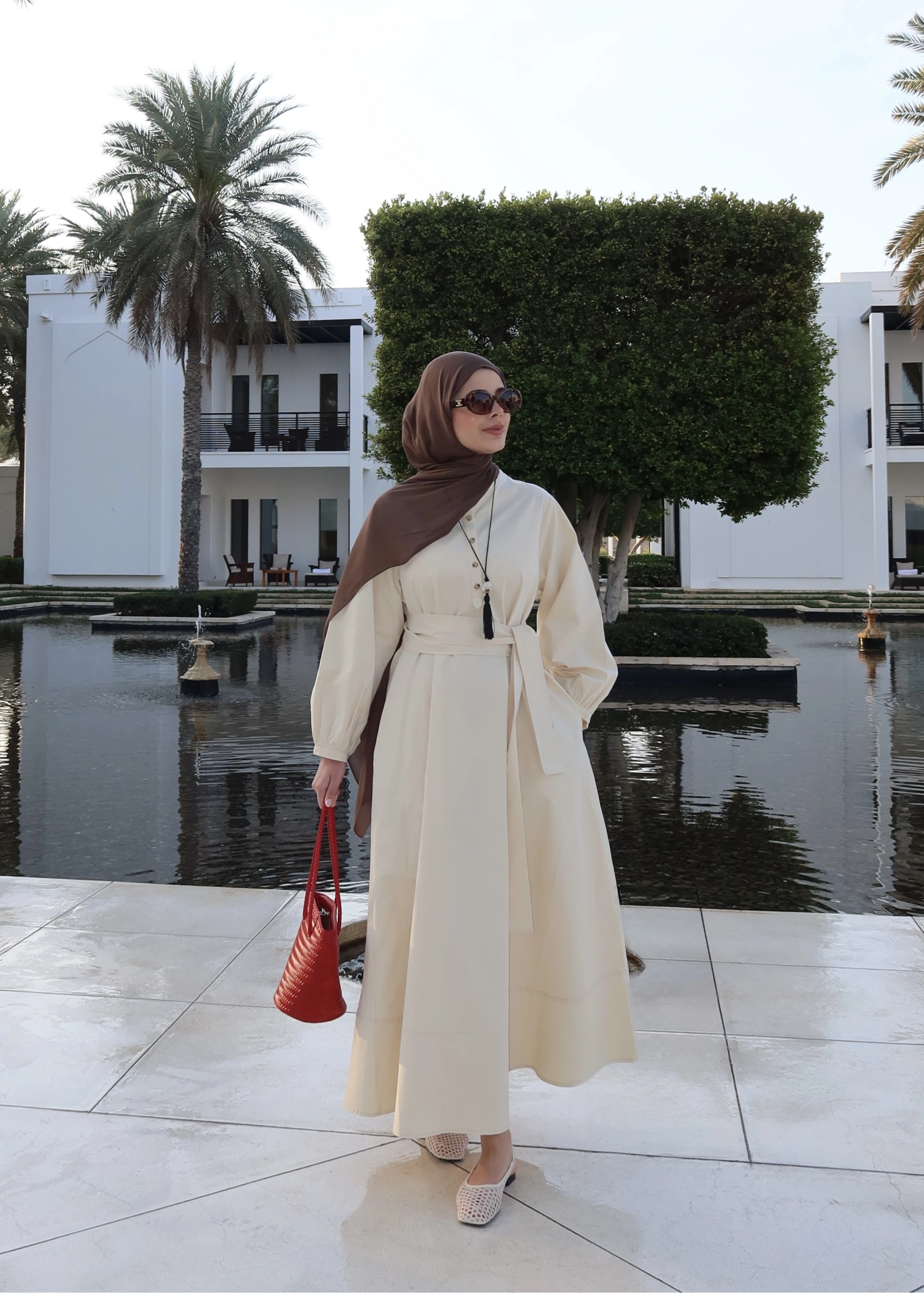 2349 DÜĞMELİ ELBİSE Vanilya