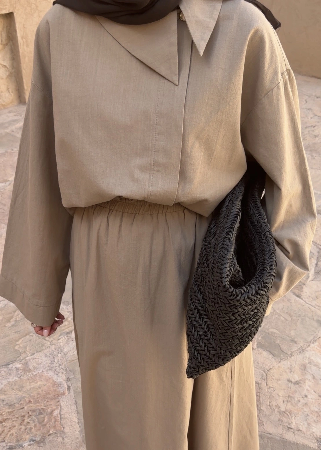 9001 TEK DÜĞME KETEN TAKIM vizon