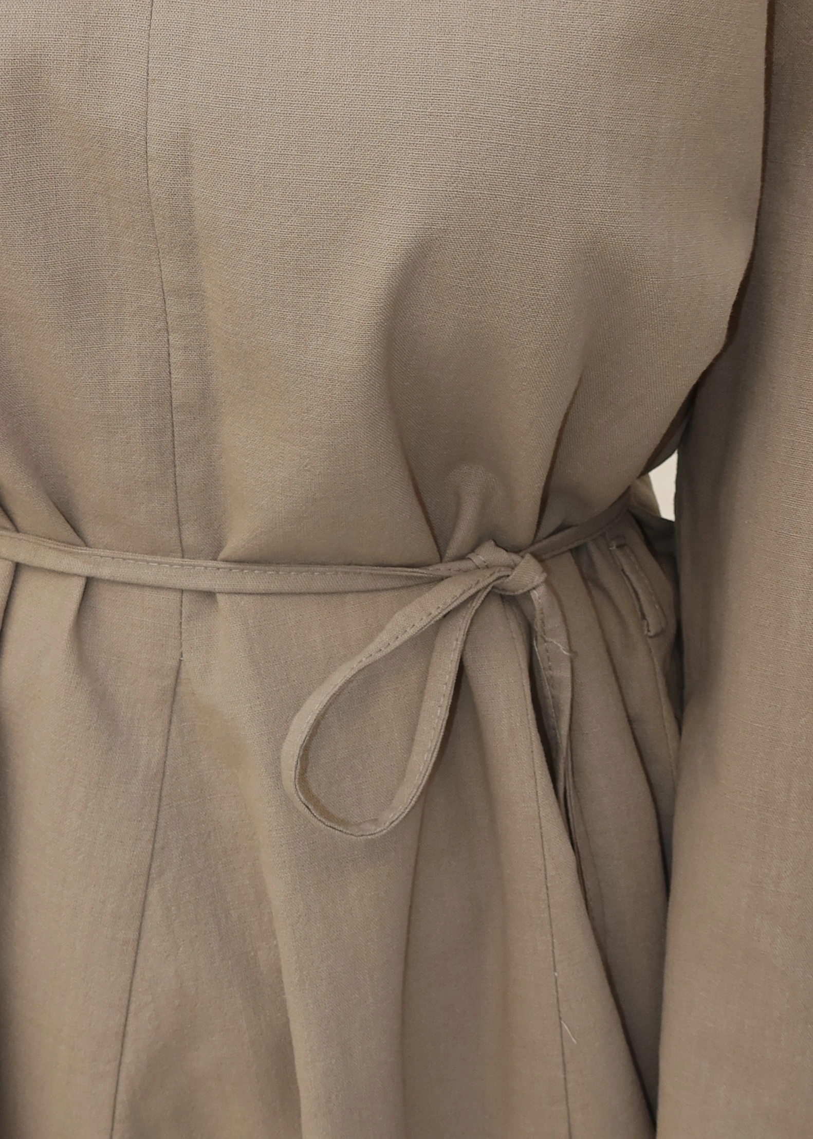 8975 KETEN V YAKA BLUZ !! VİZON