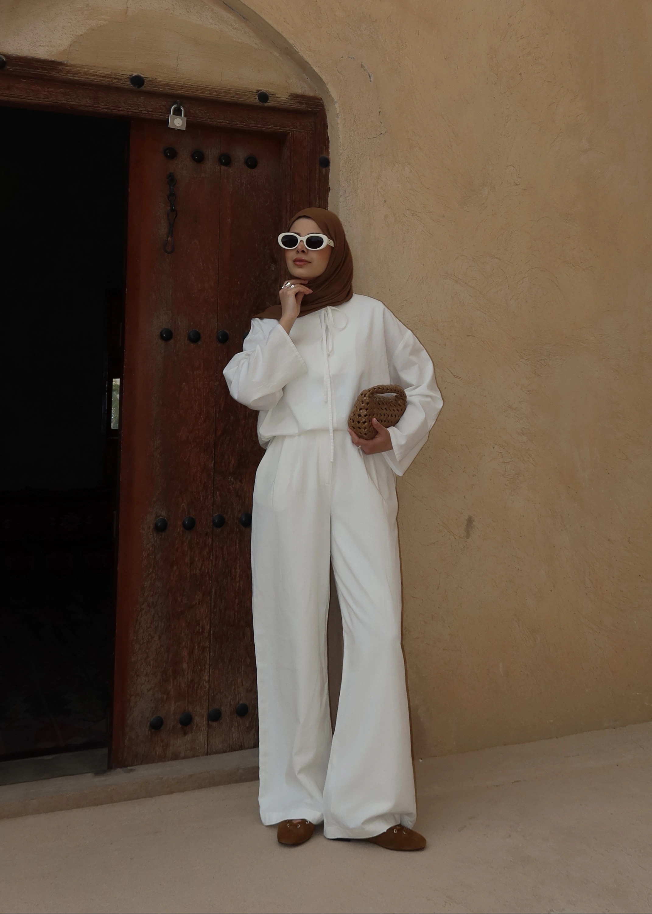 5480 BAĞLAMALI PALAZZO TAKIM beyaz