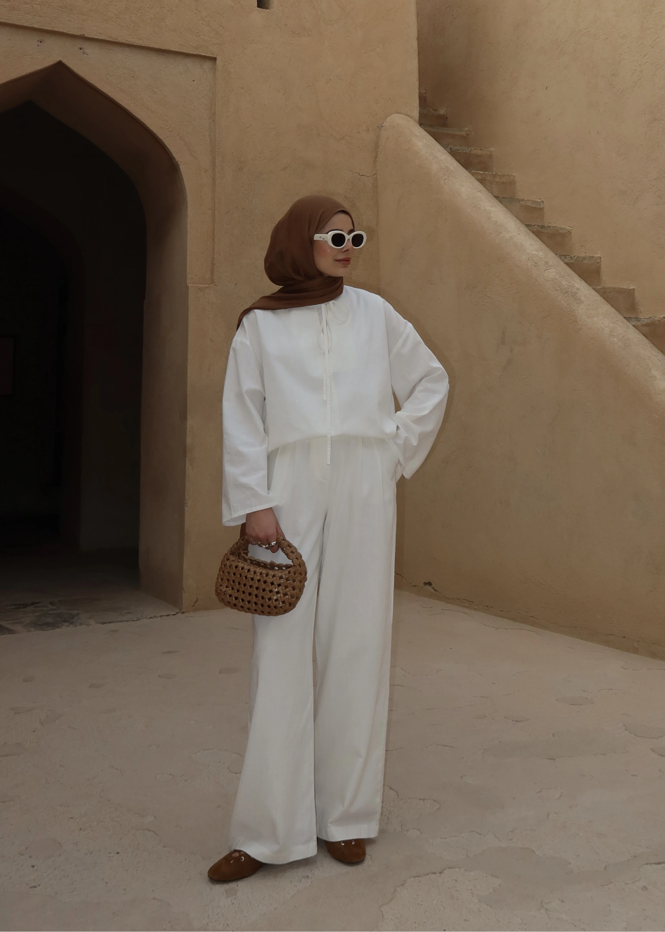 5480 BAĞLAMALI PALAZZO TAKIM beyaz