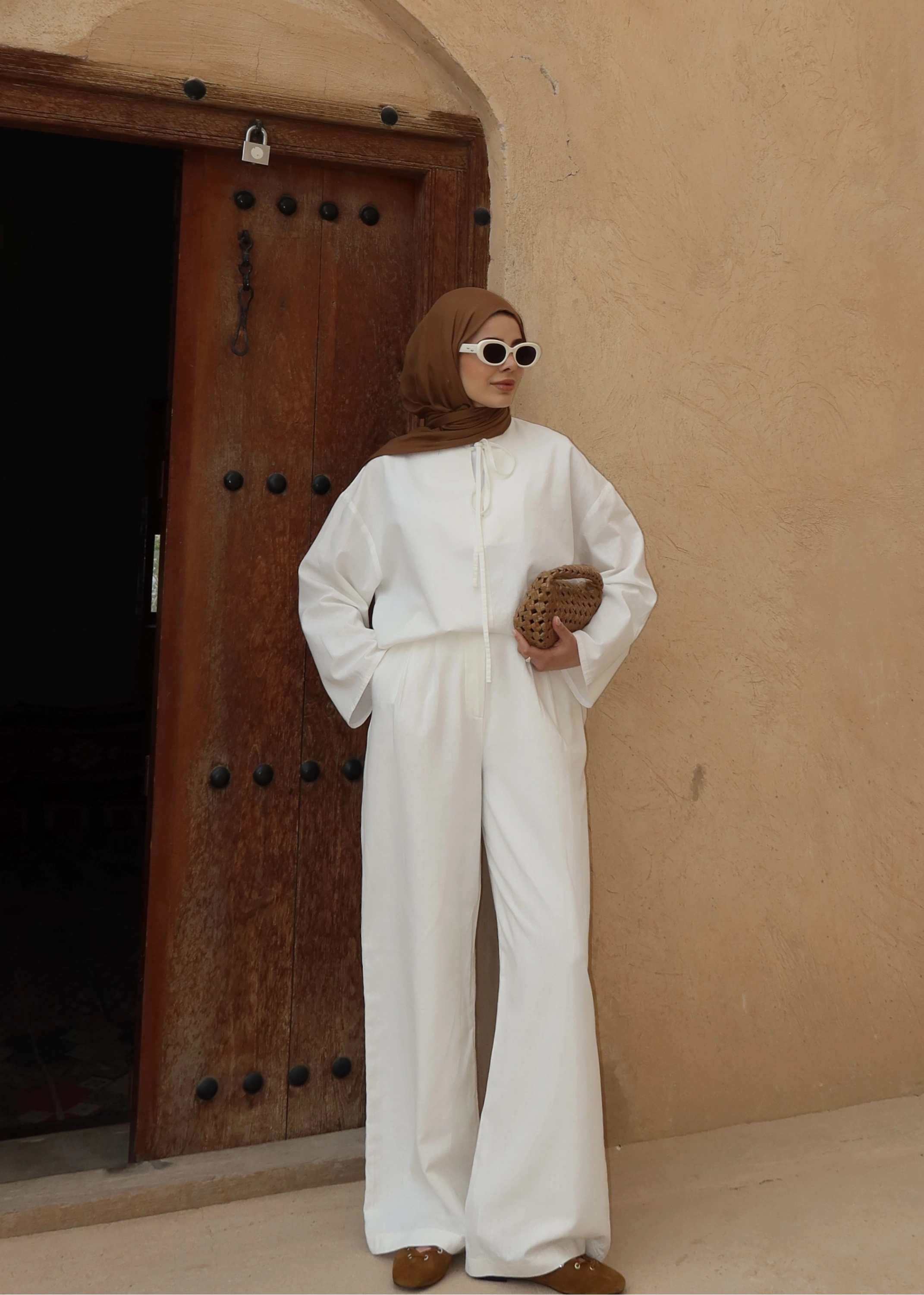 5480 BAĞLAMALI PALAZZO TAKIM beyaz