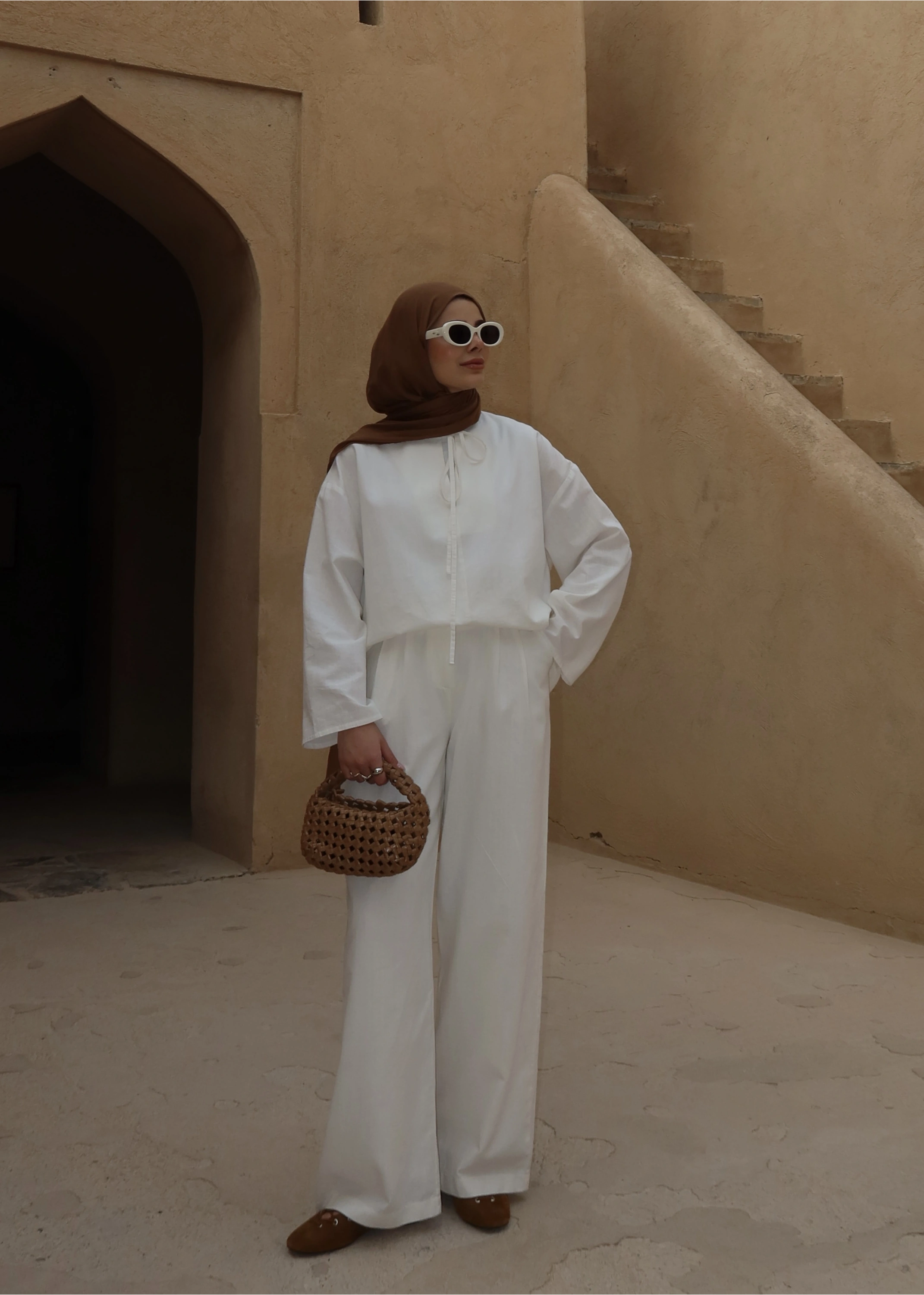 5480 BAĞLAMALI PALAZZO TAKIM beyaz