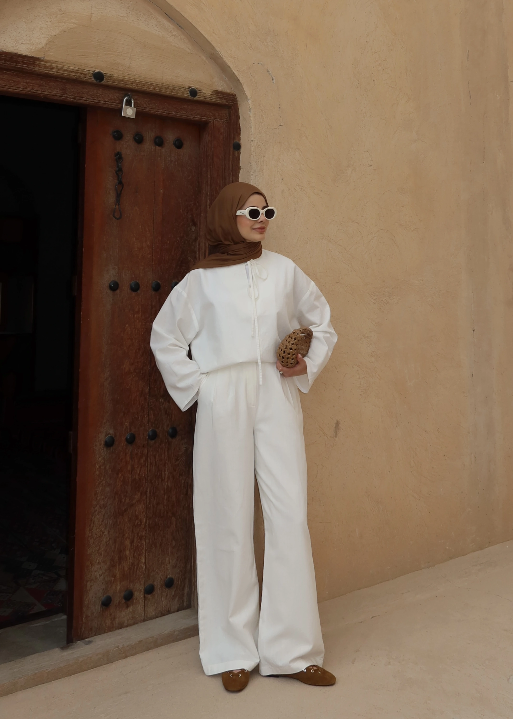 5480 BAĞLAMALI PALAZZO TAKIM beyaz