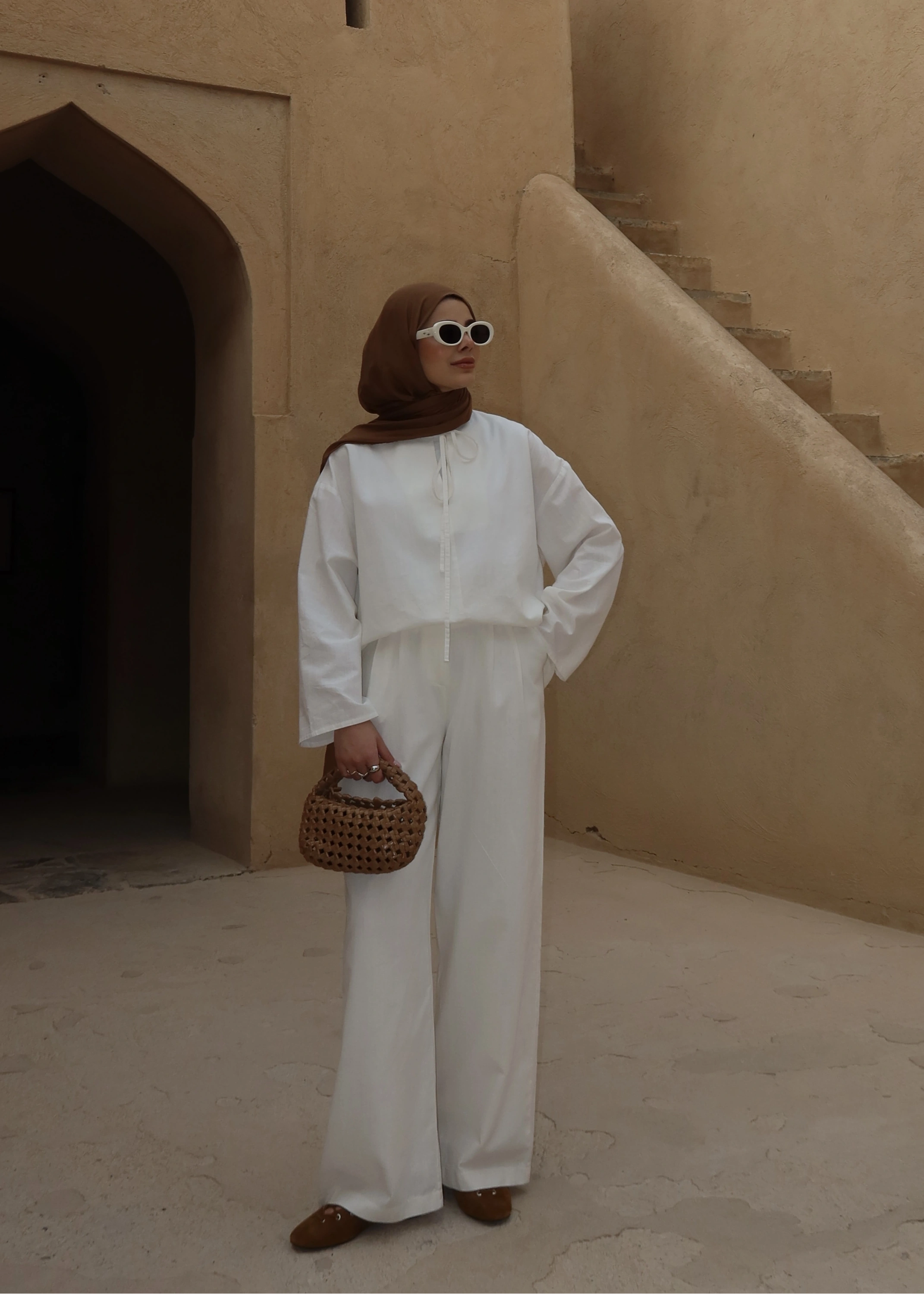 5480 BAĞLAMALI PALAZZO TAKIM beyaz