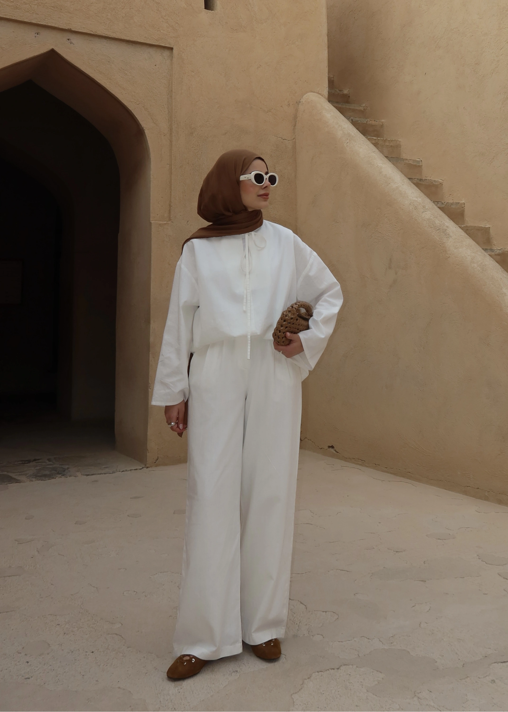 5480 BAĞLAMALI PALAZZO TAKIM beyaz