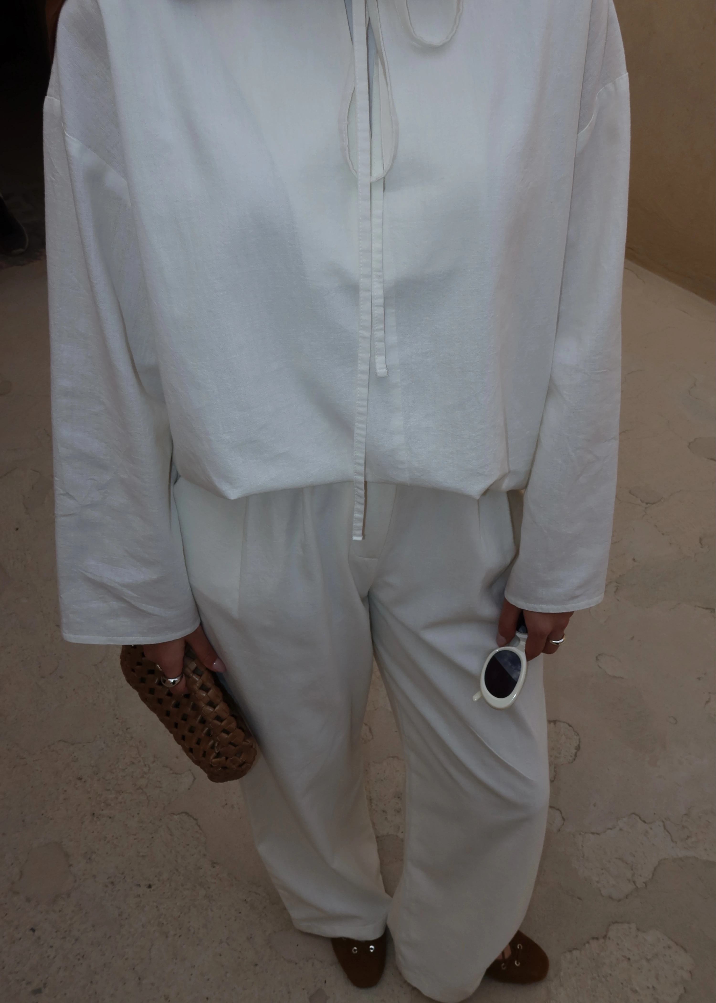 5480 BAĞLAMALI PALAZZO TAKIM beyaz