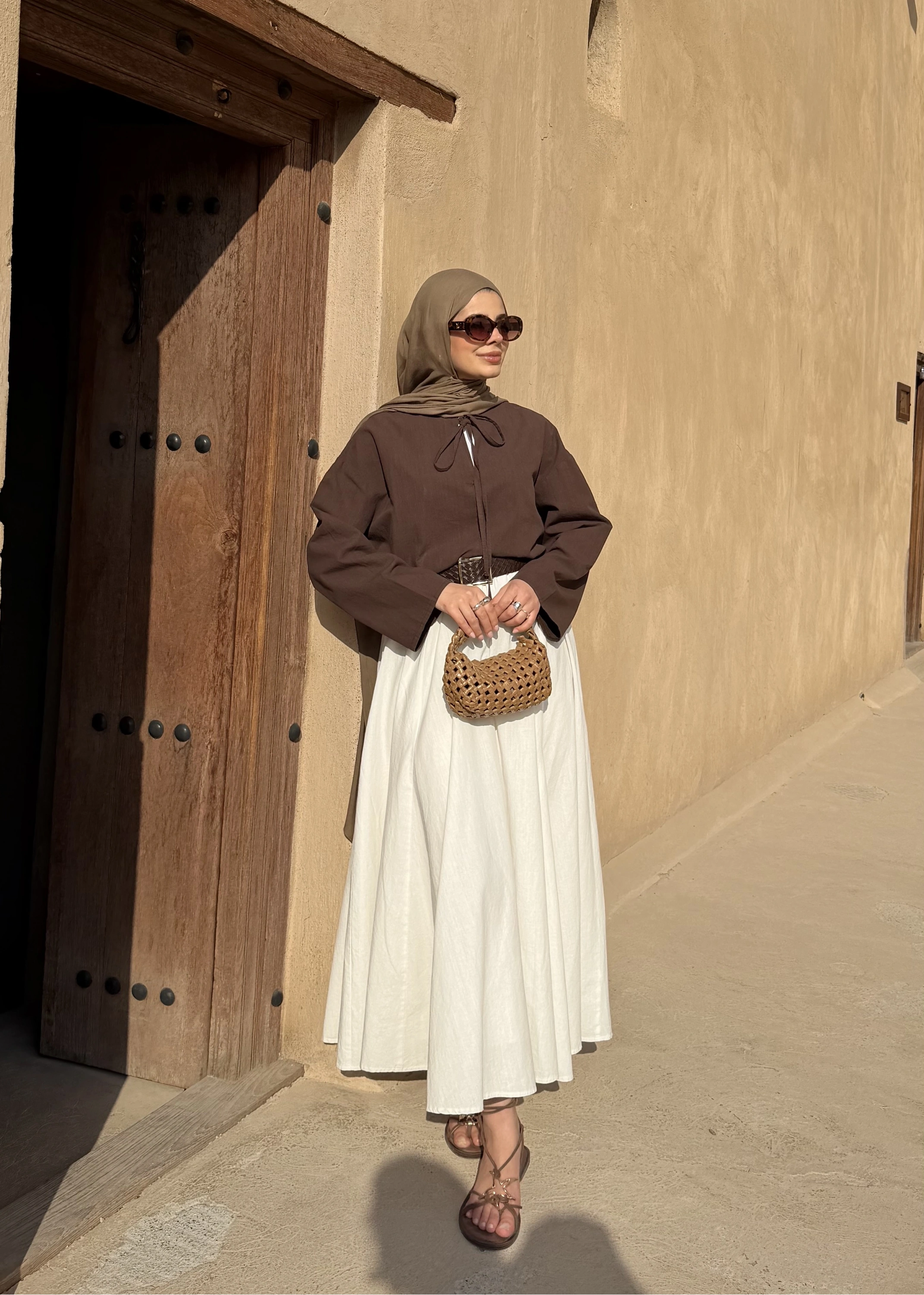 5480 KETEN BĞLM BLUZ kahve