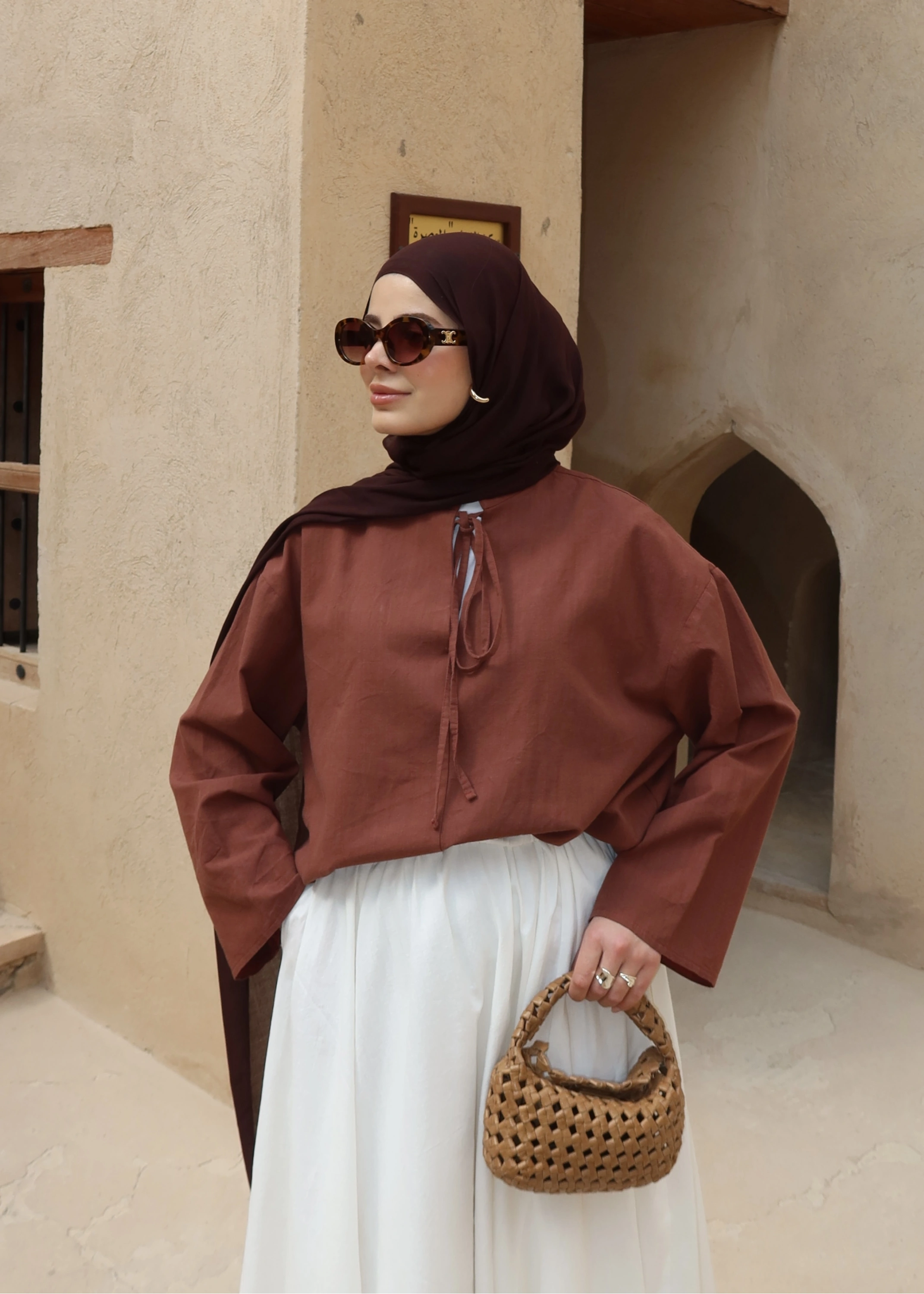 5480İPLİ  KETEN BĞLM BLUZ kiremit