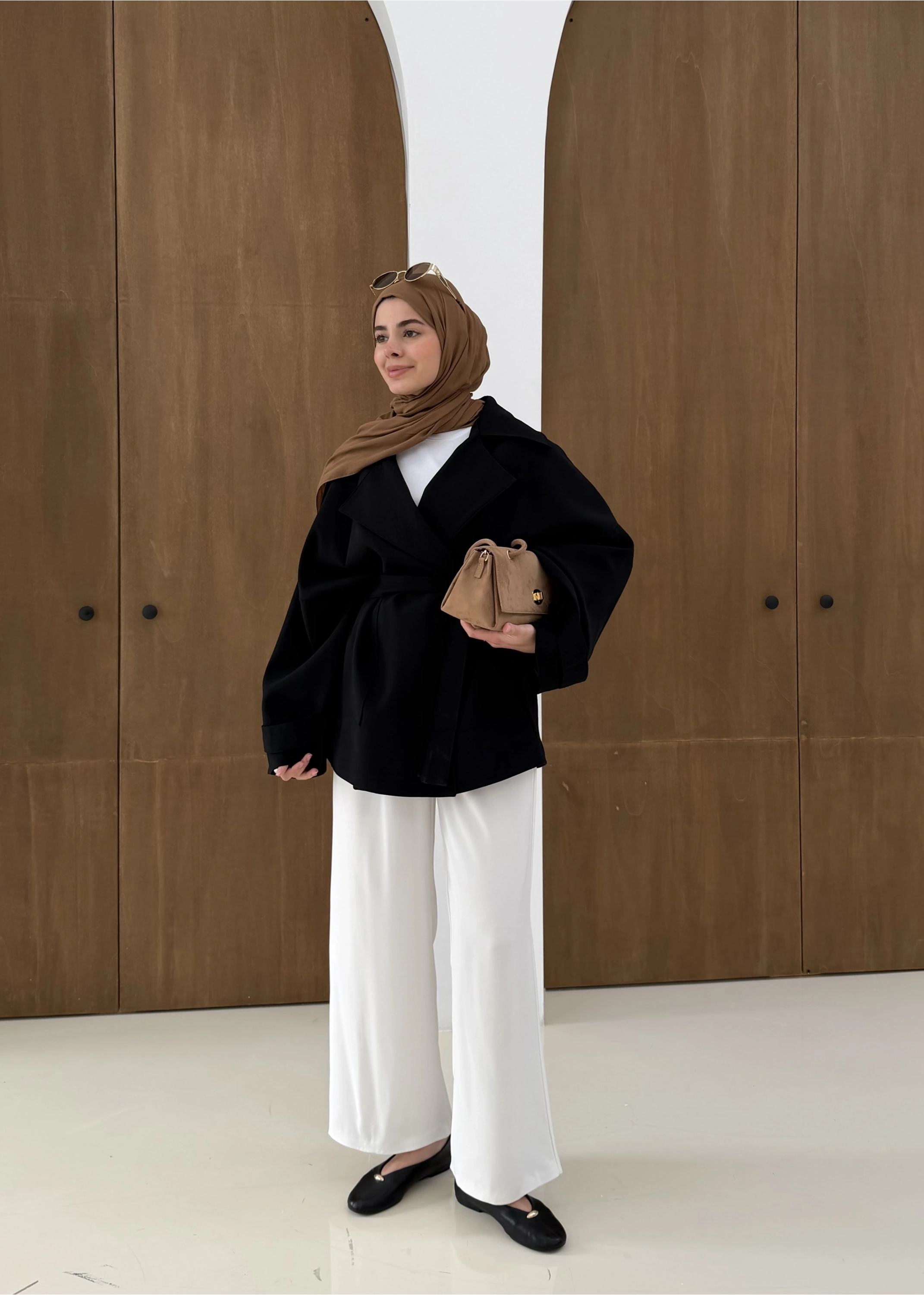 7658 BEL LASTİK TRENÇ SİYAH