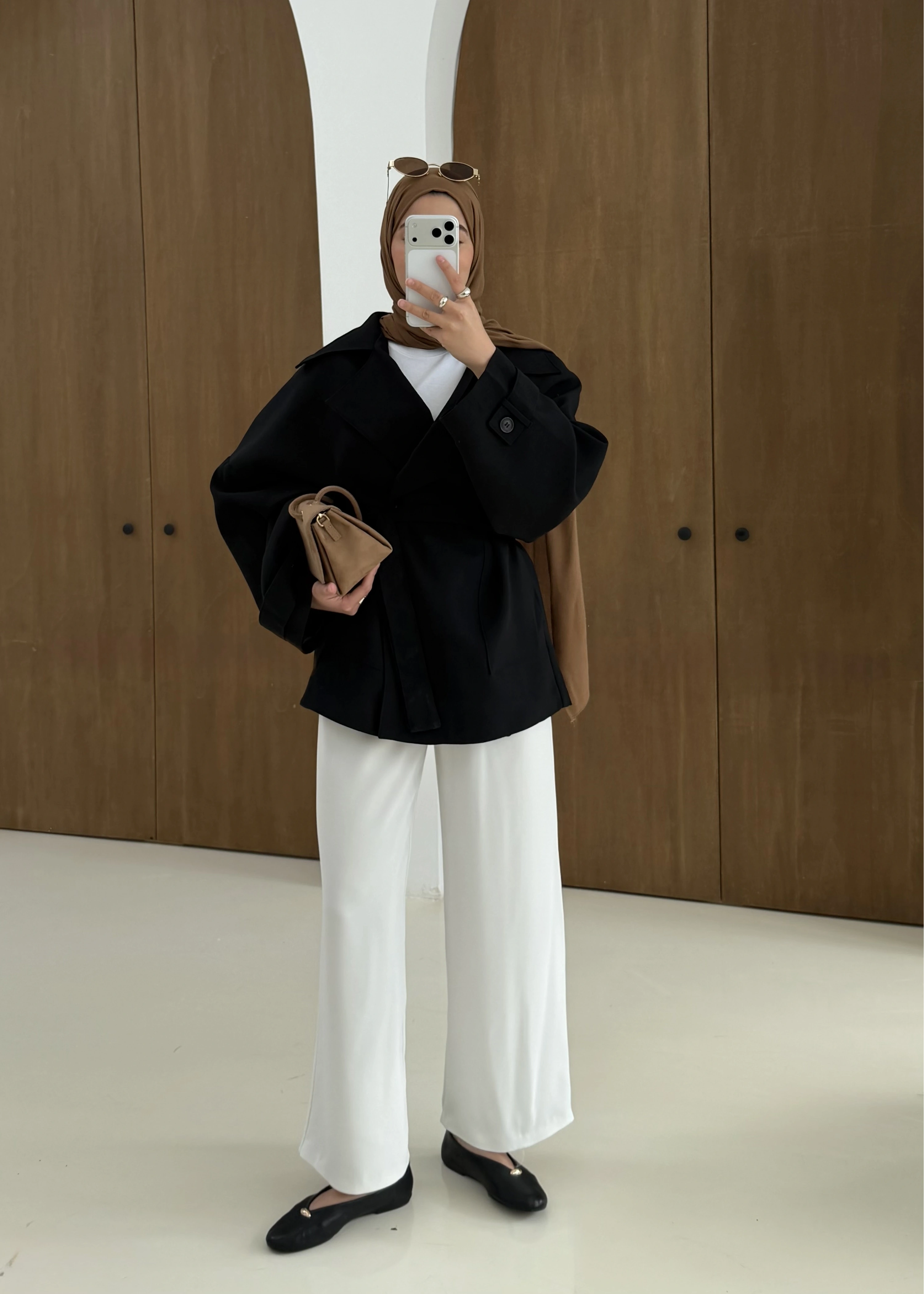 7658 BEL LASTİK TRENÇ SİYAH