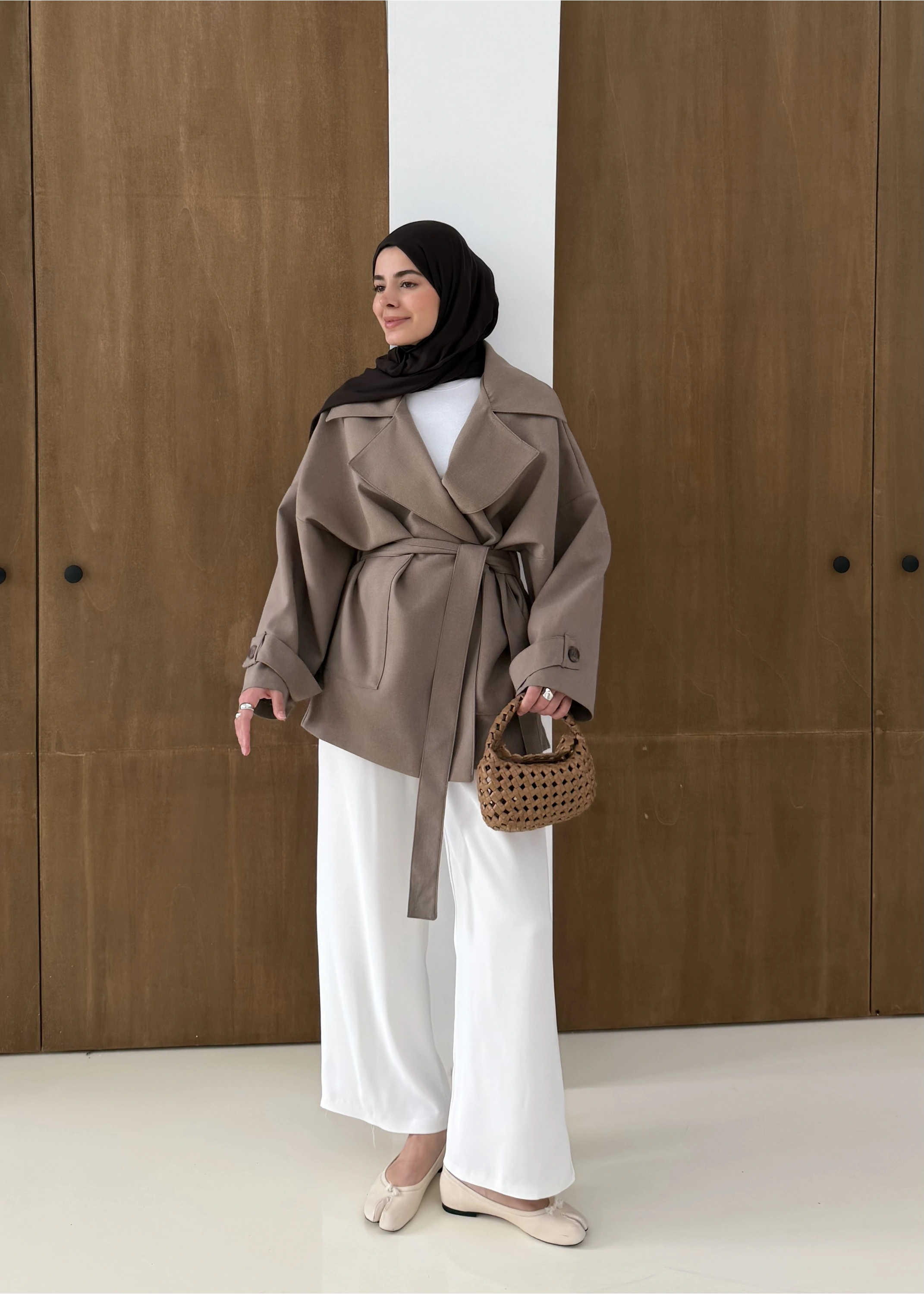 7658 BEL LASTİK TRENÇ VİZON