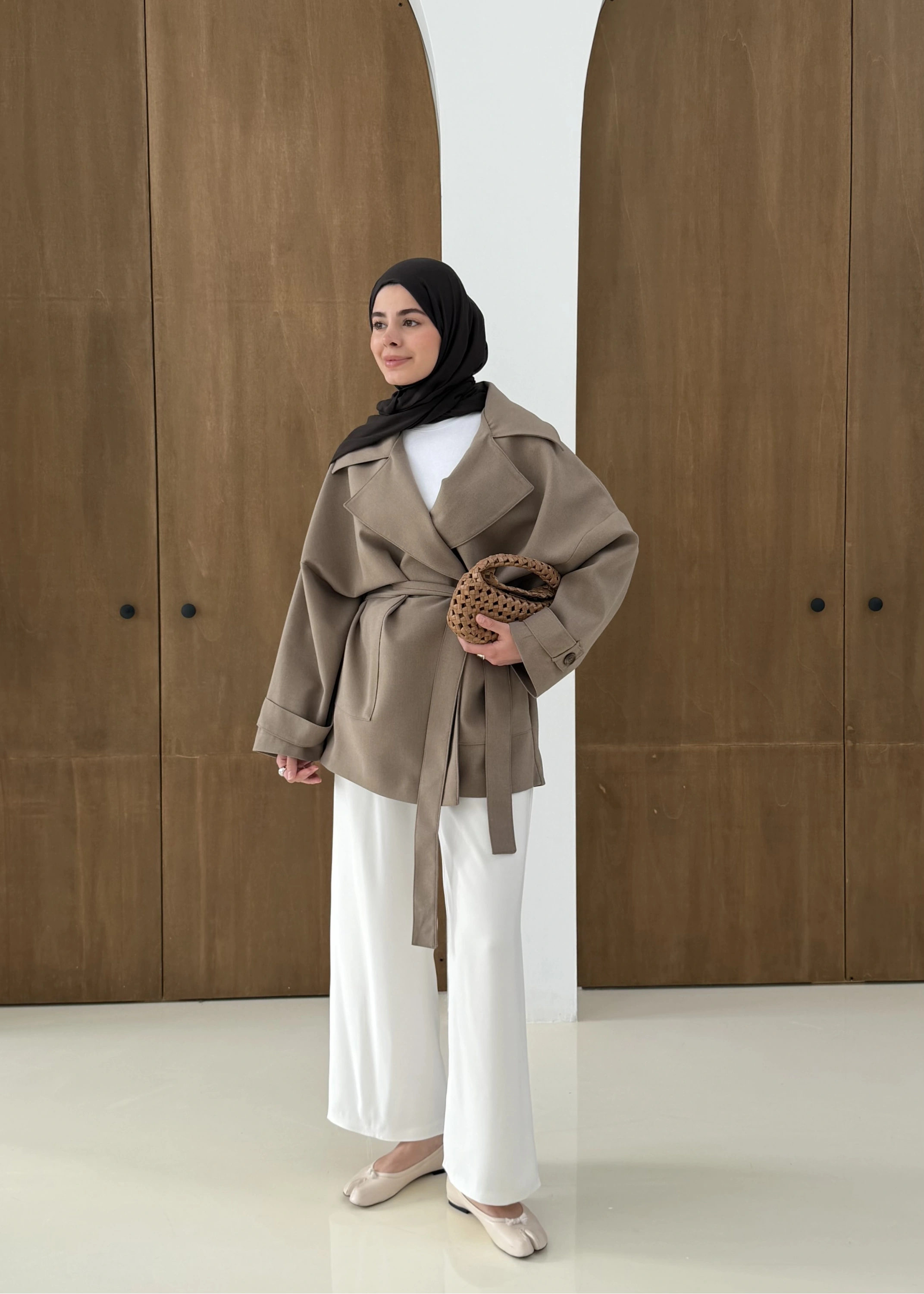 7658 BEL LASTİK TRENÇ VİZON